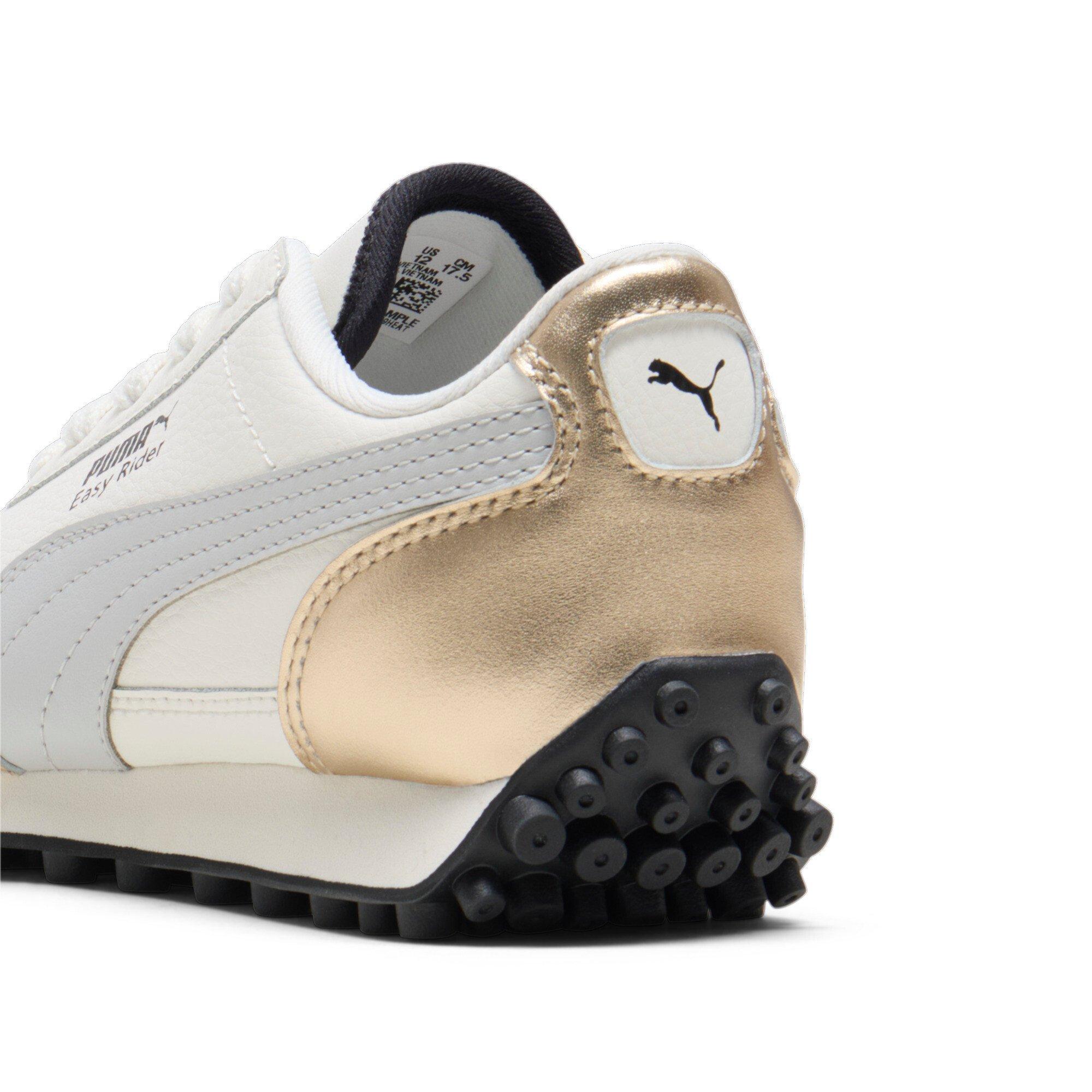 PUMA Easy Rider Mixed Metals Preschool Girls' "Warm White/PUMA Gold/Glacial Grey/PUMA Black" Shoe