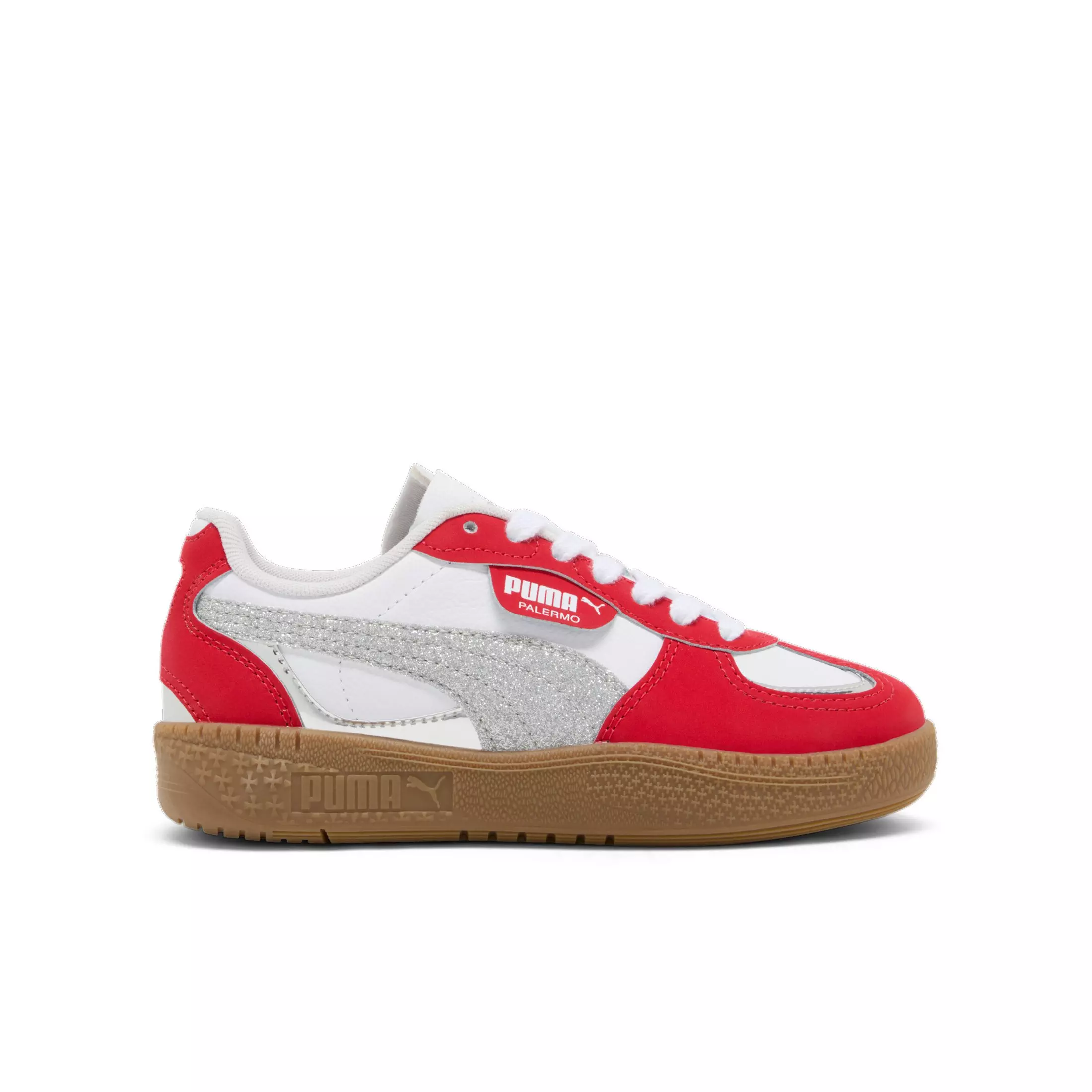 PUMA Palermo Moda Holiday Glitz "For All Time Red/PUMA Silver/Gum" Grade School Girls' Shoe - RED/SILVER/GUM
