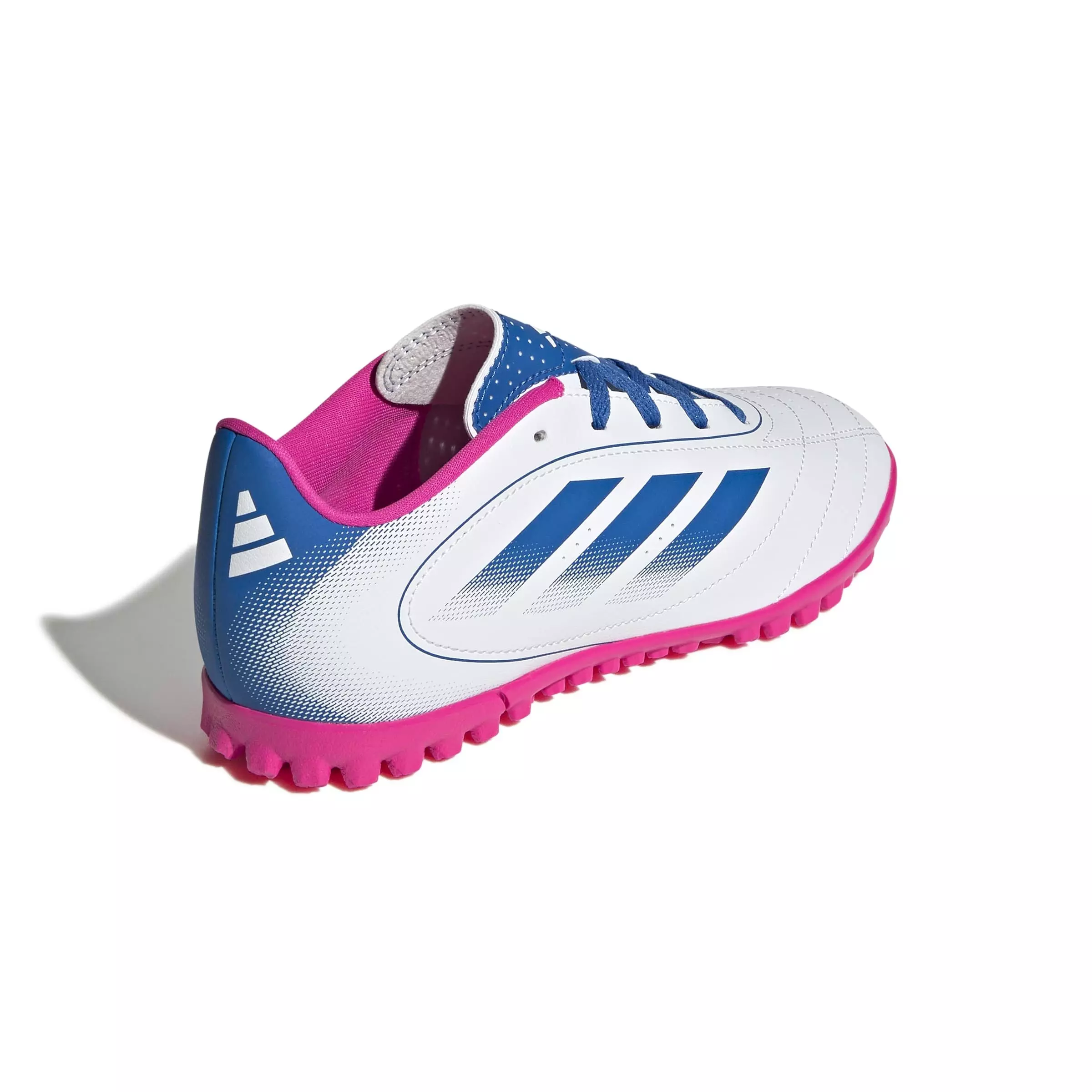 adidas Goletto IX Turf "Ftwr White/Bright Royal/Team Shock Pink 2" Preschool Kids' Soccer Shoe - WHITE/ROYAL/PINK