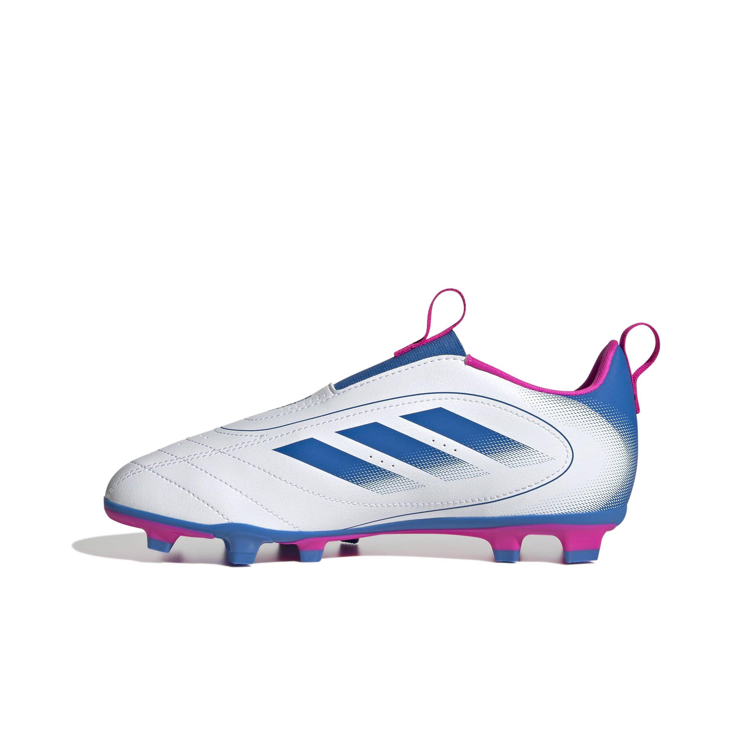 adidas Goletto IX Laceless FG "White/Bright Royal/Team Shock Pink 2" Preschool Kids' Soccer Cleat - WHITE/ROYAL/PINK Thumbnail View 2