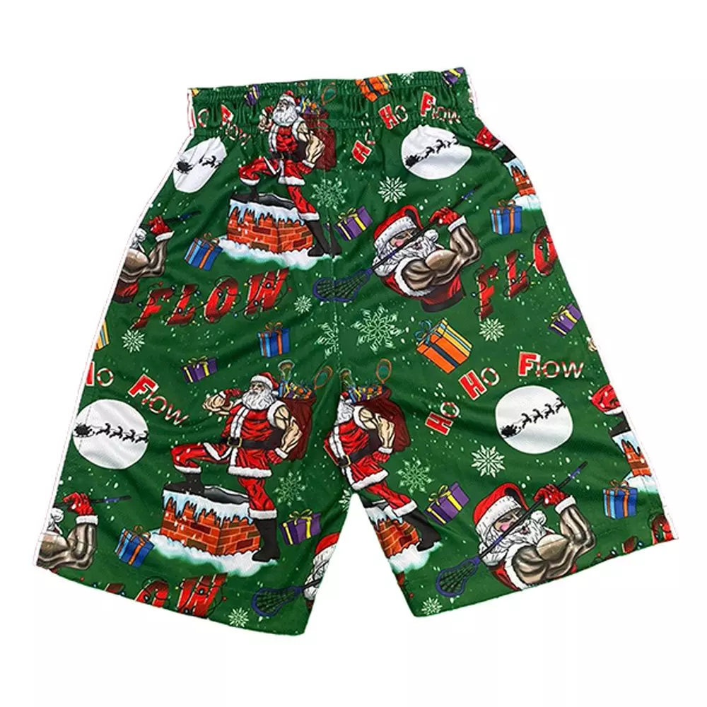 Flow Society Big Boys' Ho Ho Merry Flow Shorts -Green - GREEN