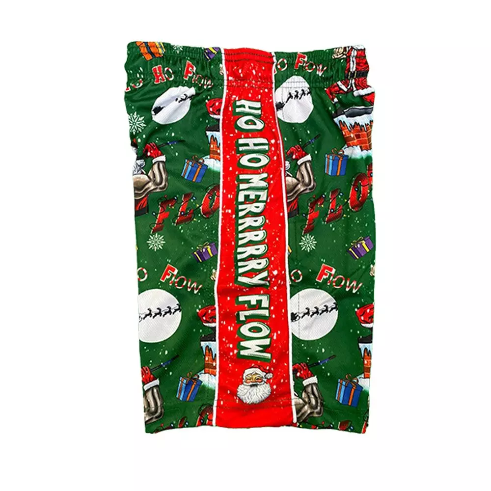 Flow Society Big Boys' Ho Ho Merry Flow Shorts - Green - GREEN
