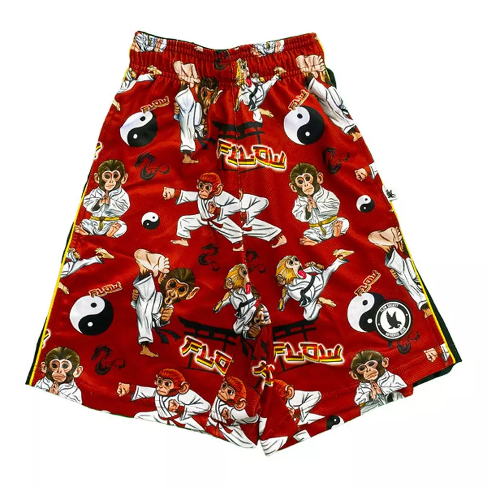 Flow Society Big Boys' Dojo Karate Monkey Shorts - Red - RED