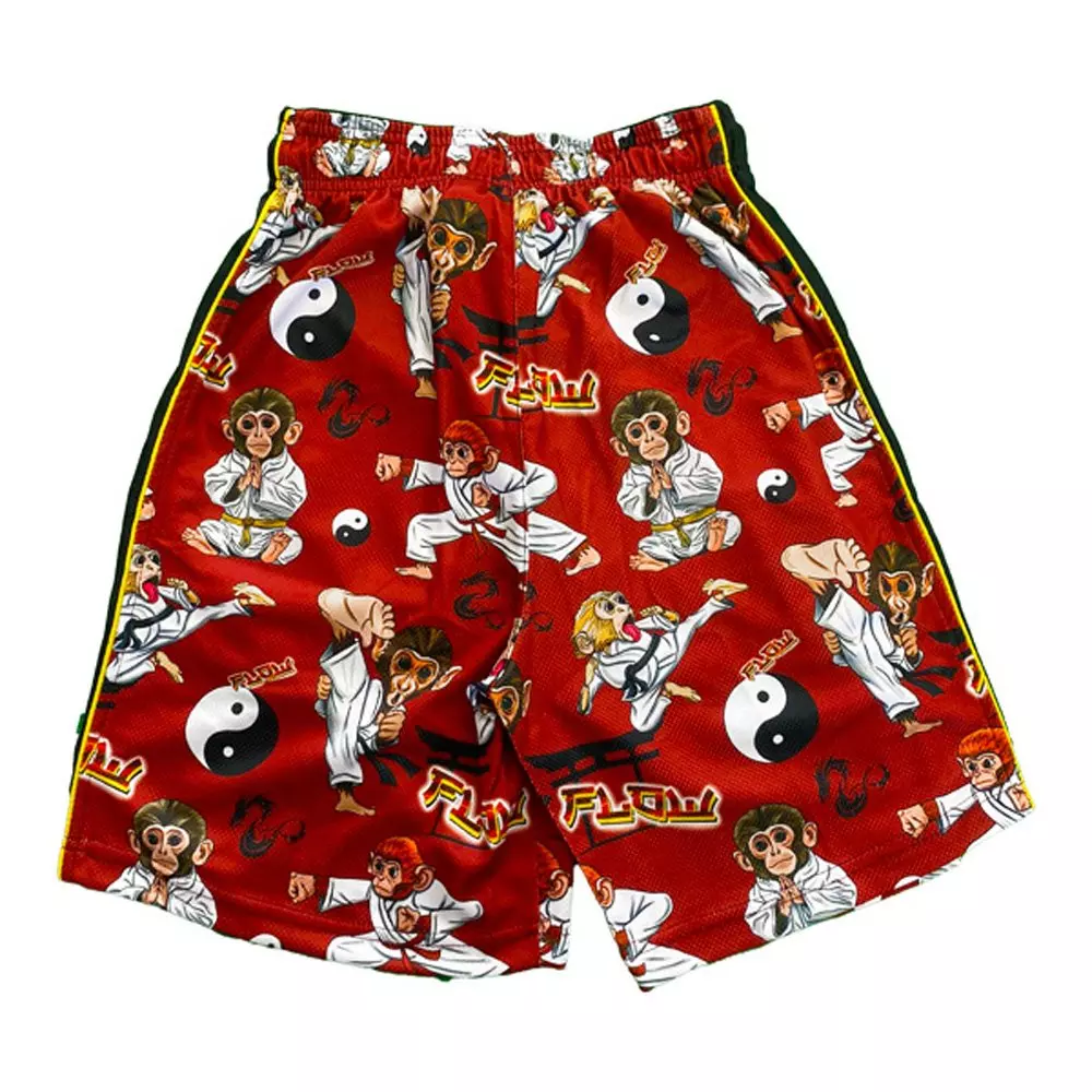 Flow Society Big Boys' Dojo Karate Monkey Shorts -Red - RED