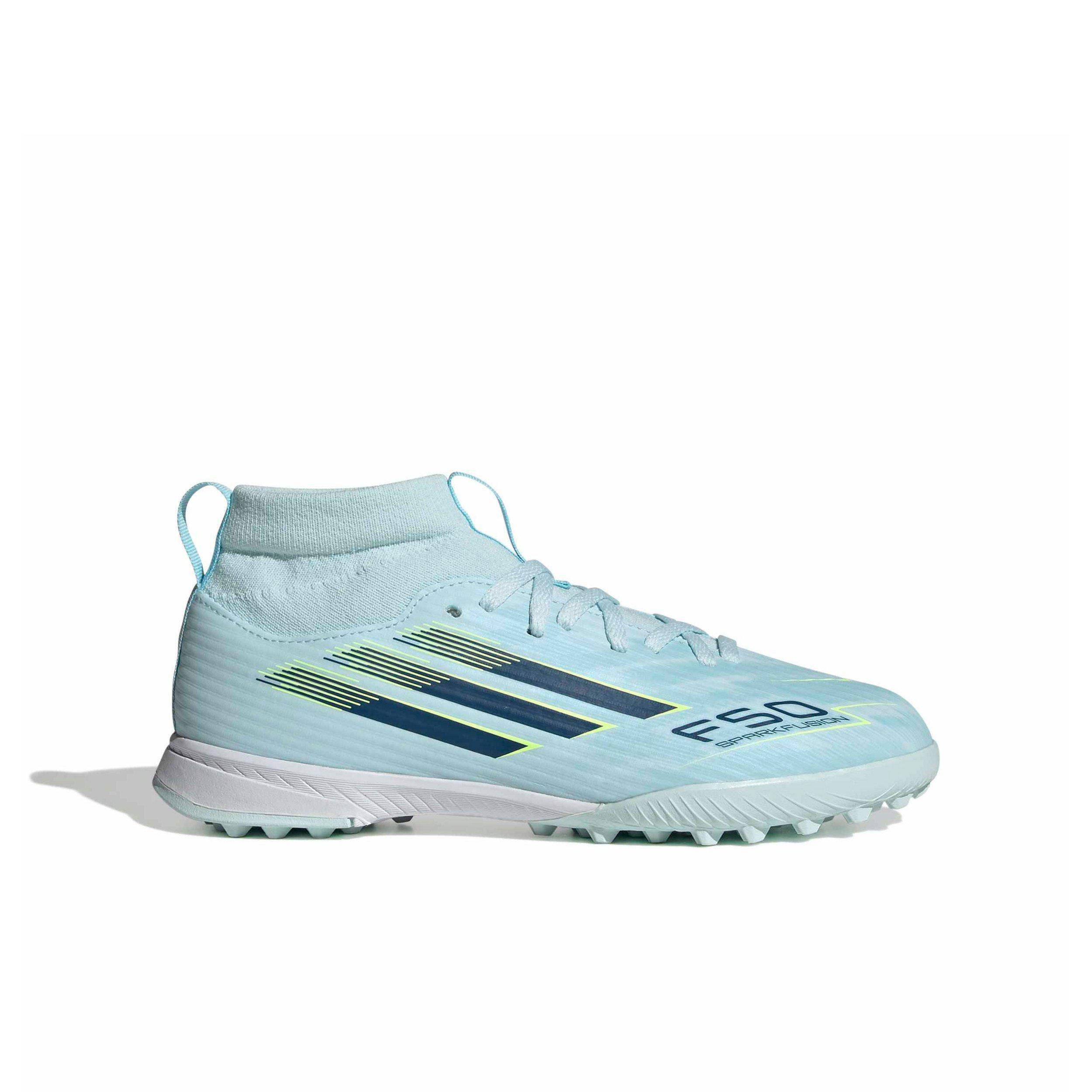 adidas F50 Sparkfusion League MC Turf "Blue/Dusky Petrol/Hi-Res Yellow" Preschool Kids' Soccer Shoe - BLUE/DUSKY/YELLOW Thumbnail View 1