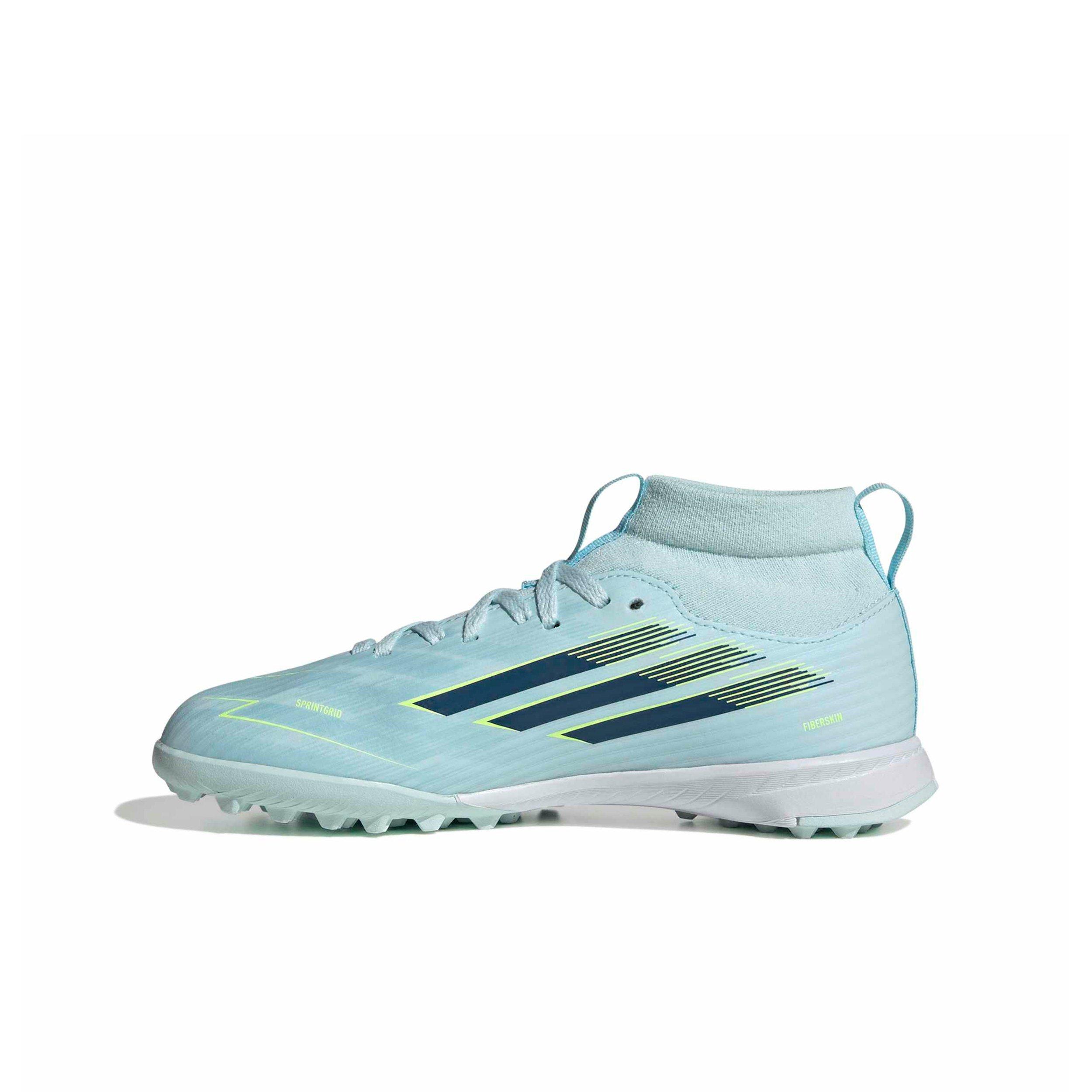 adidas F50 Sparkfusion League MC Turf "Blue/Dusky Petrol/Hi-Res Yellow" Preschool Kids' Soccer Shoe - BLUE/DUSKY/YELLOW Thumbnail View 2