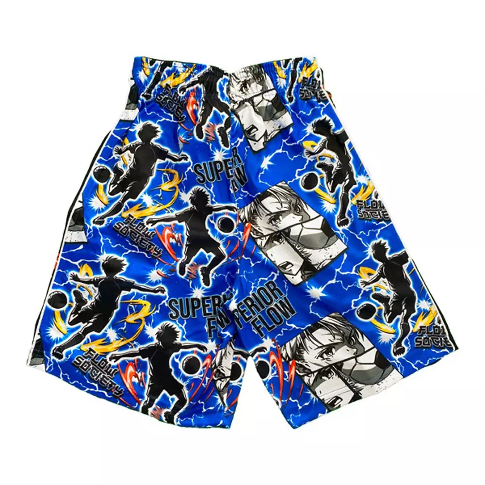Flow Society Big Boys' Anime Superior Soccer Shorts -Blue - BLUE