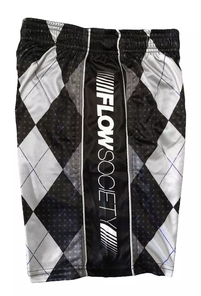 Flow Society Big Boys' Argyle Attack Shorts -Black/Silver - BLACK/SILVER