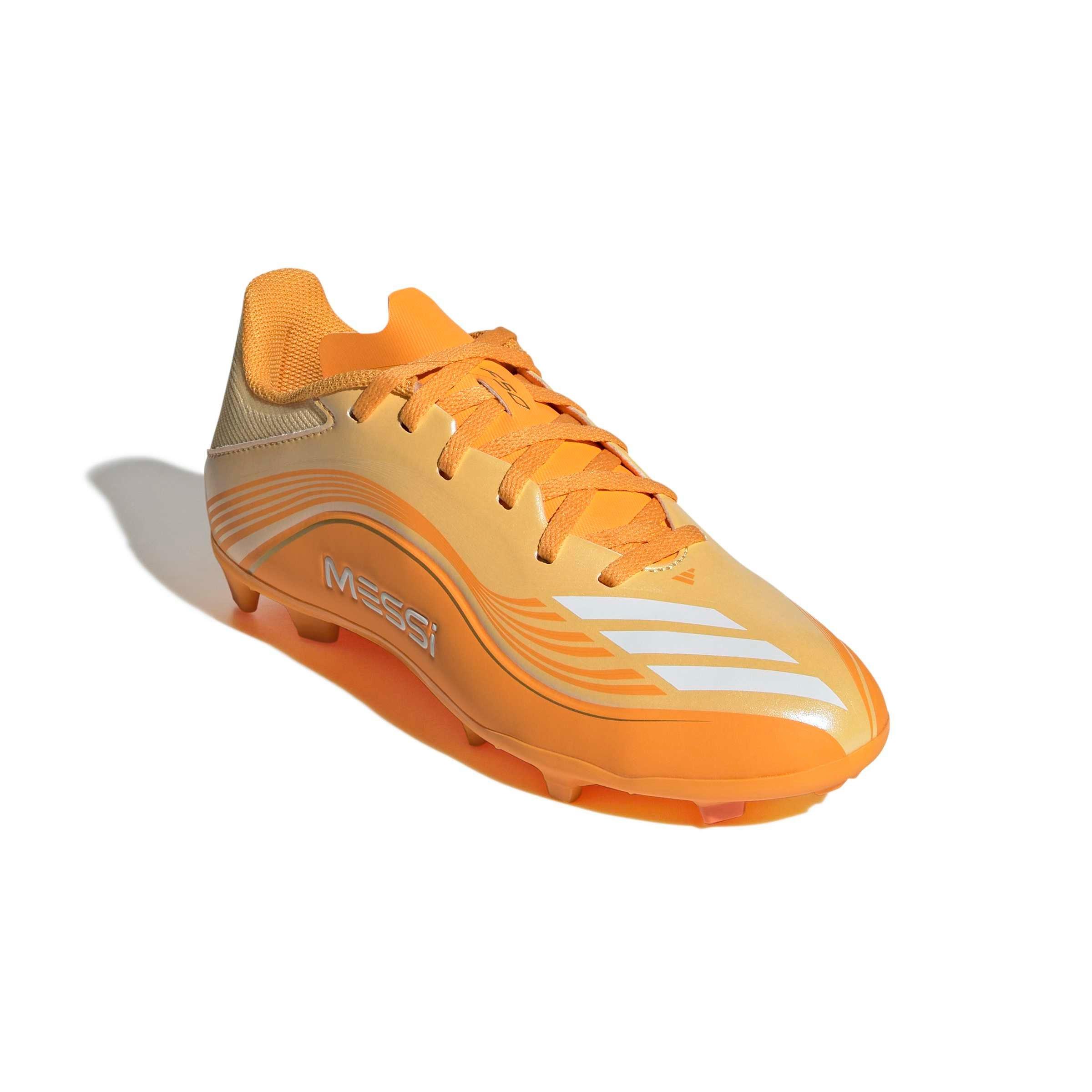 adidas F50 Messi League FG "Ice Tangerine/Gold Metallic/Pure Tangerine" Preschool Kids' Soccer Cleat - TANGERINE/GOLD/TANGERINE Thumbnail View 3