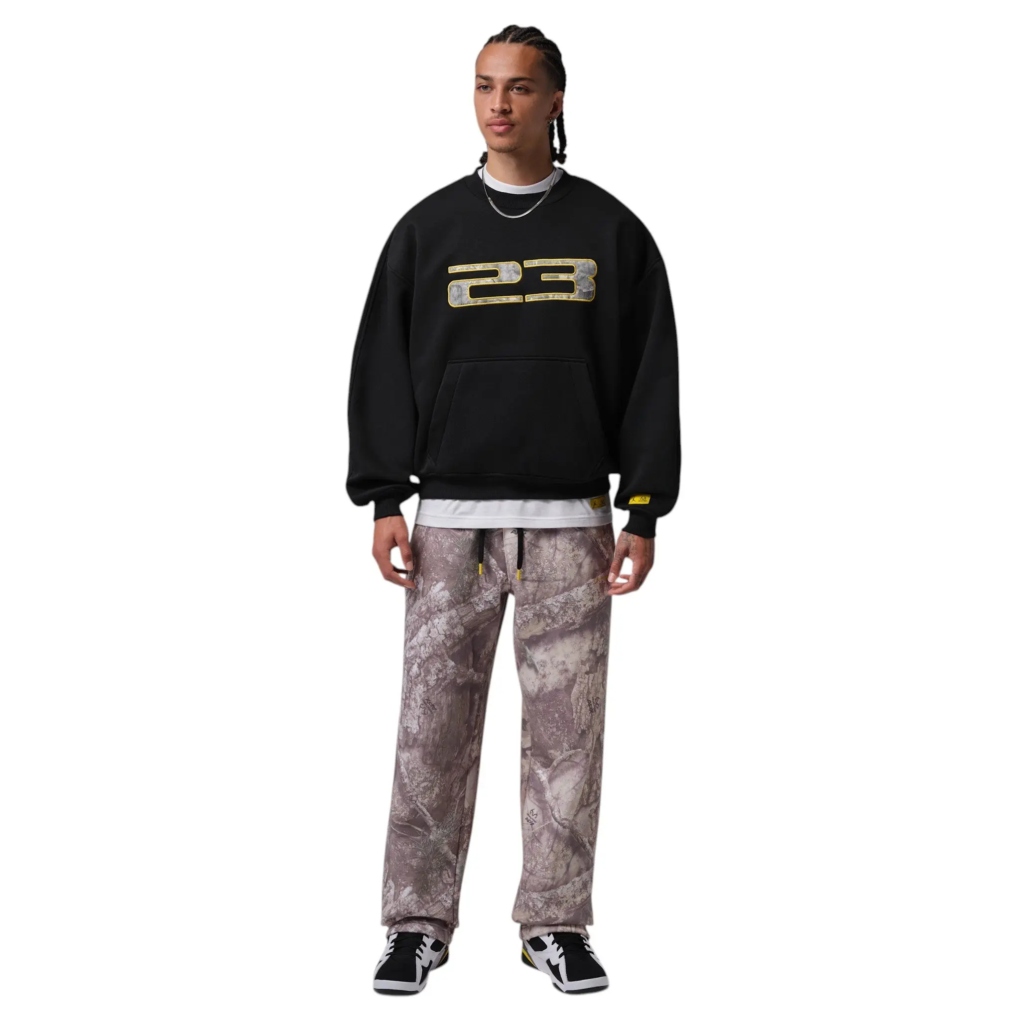 Jordan Men's Brooklyn Realtree Crew-Neck Sweatshirt - Black/Bright Citron - BLACK