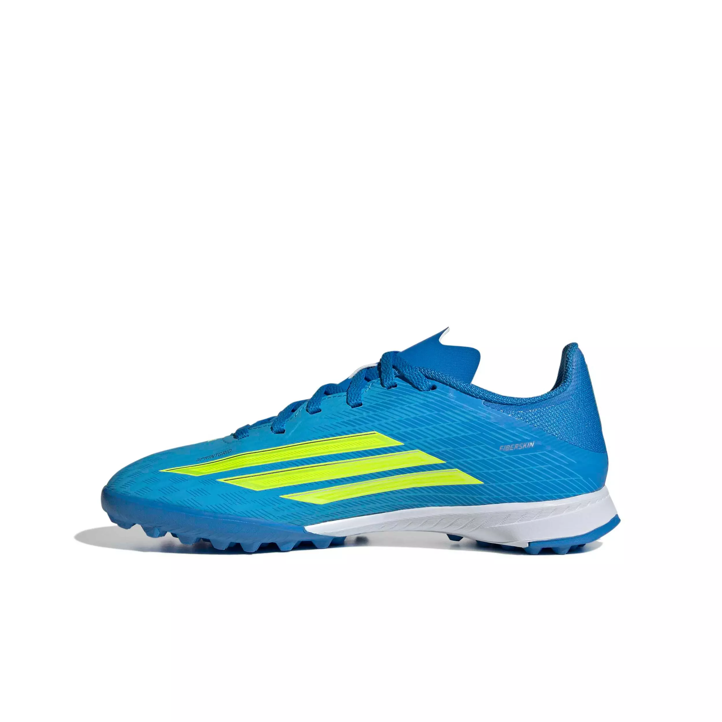 adidas F50 League Turf "Lucid Ray Blue/Yellow 2/Lucid Aquamarine" Preschool Kids' Soccer Shoe - BLUE/YELLOW/AQUAMARINE