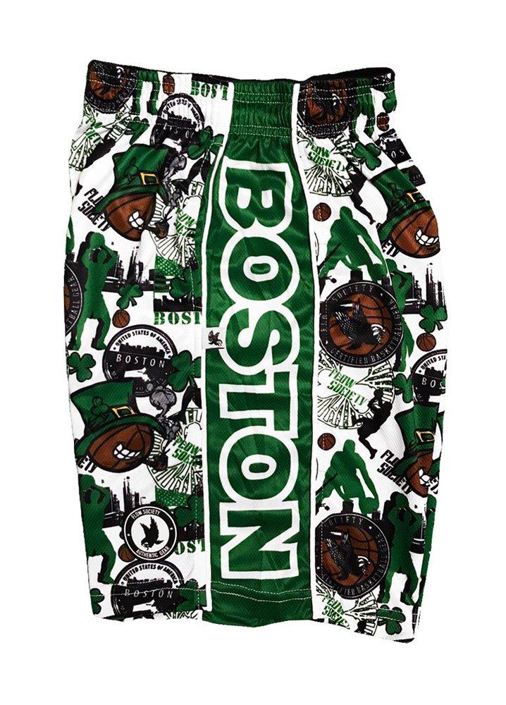 Flow Society Big Boys' Boston Basketball Shorts - White - WHITE Thumbnail View 3