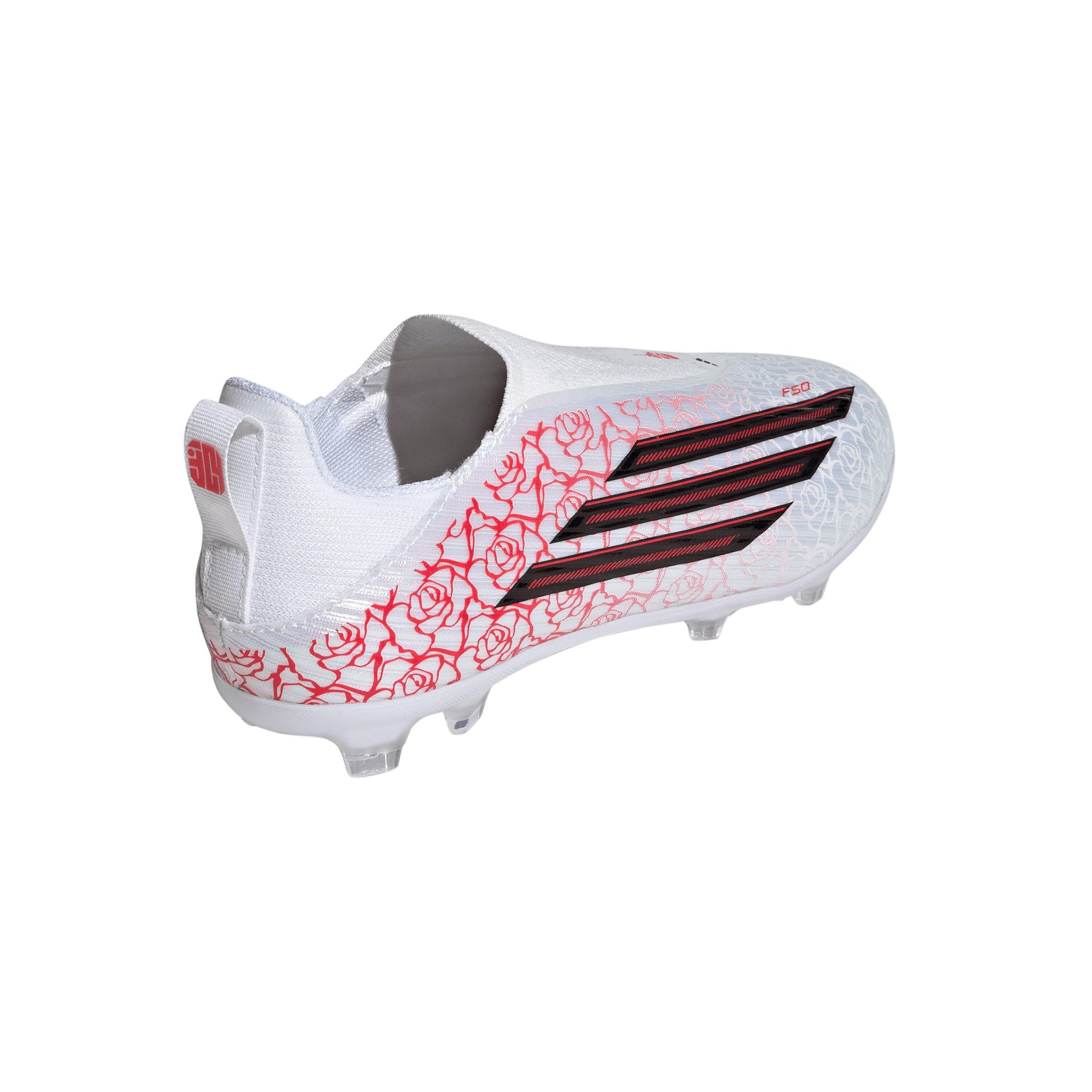 adidas F50 League Laceless FG Preschool Kids' "Ftwr White/Core Black/Lucid Red" Soccer Cleat