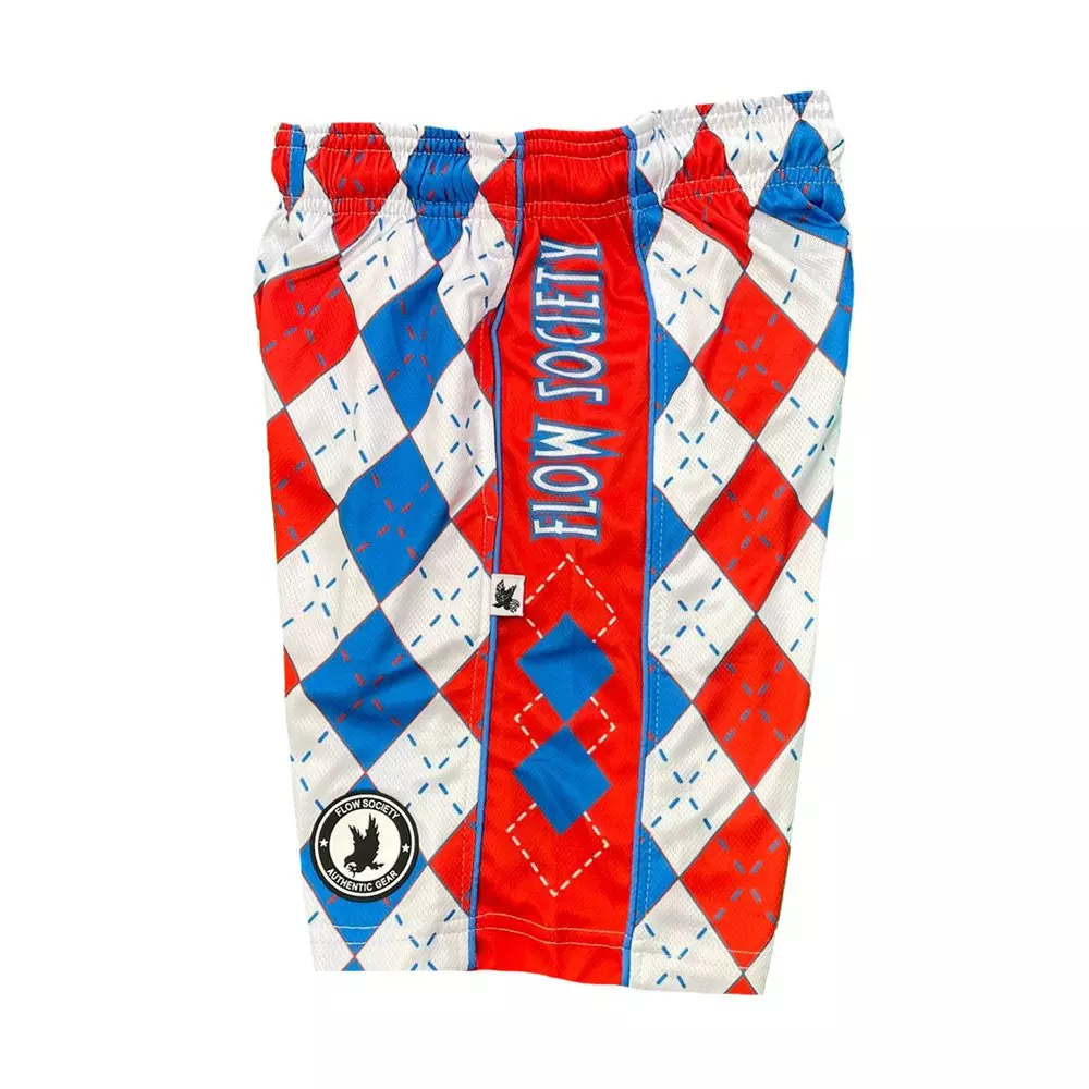Flow Society Big Boys' Red, White, Blue Argyle Attack Shorts - RED/WHITE/BLUE