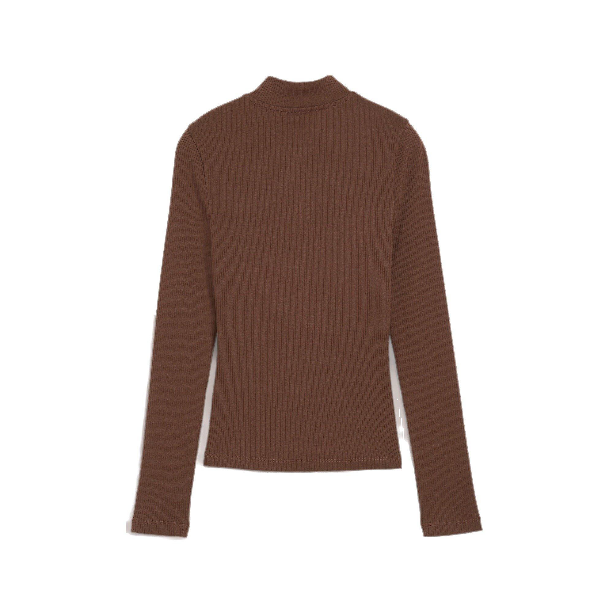 PUMA Classics Half-Zip Women's Brown Tee