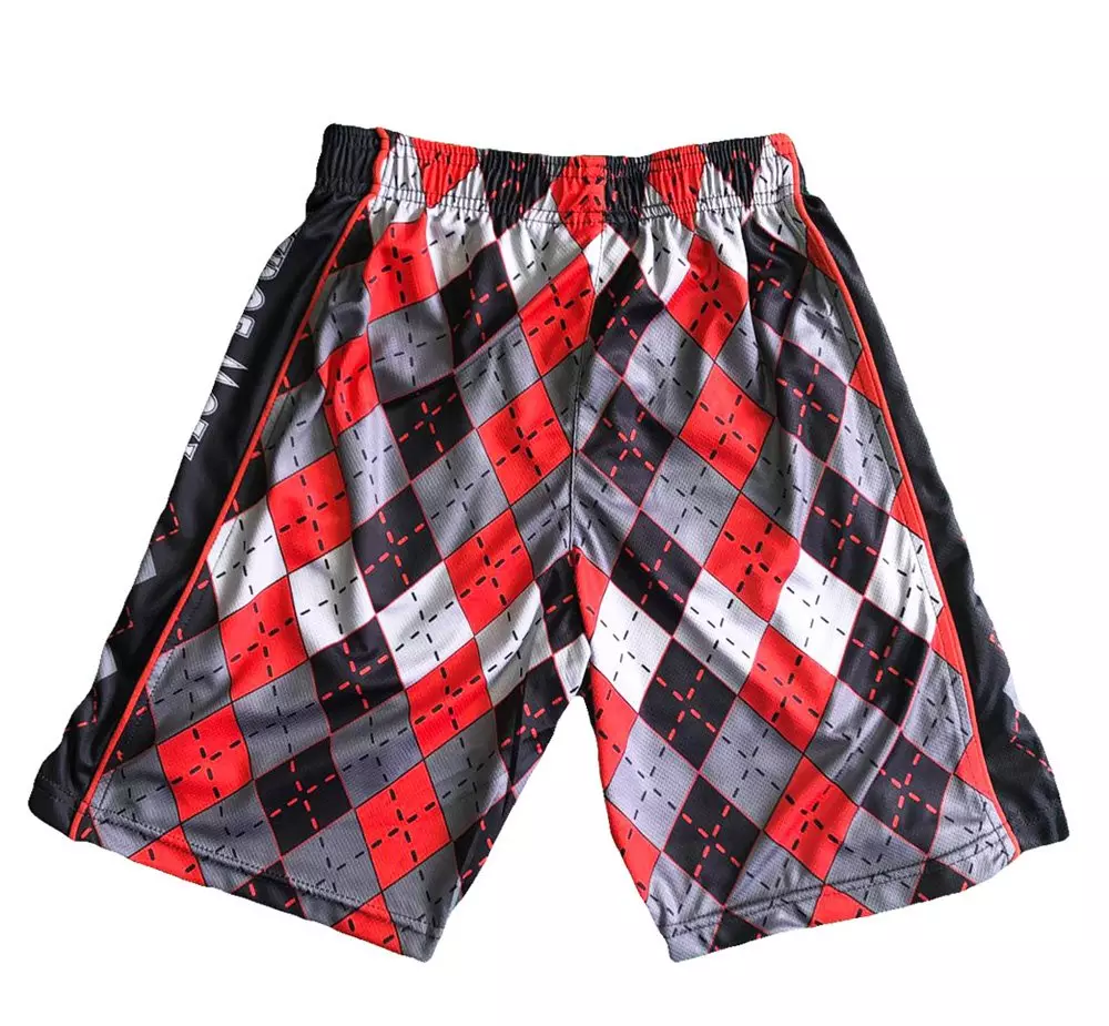 Flow Society Big Boys' Red/Grey Argyle Shorts - RED/GREY