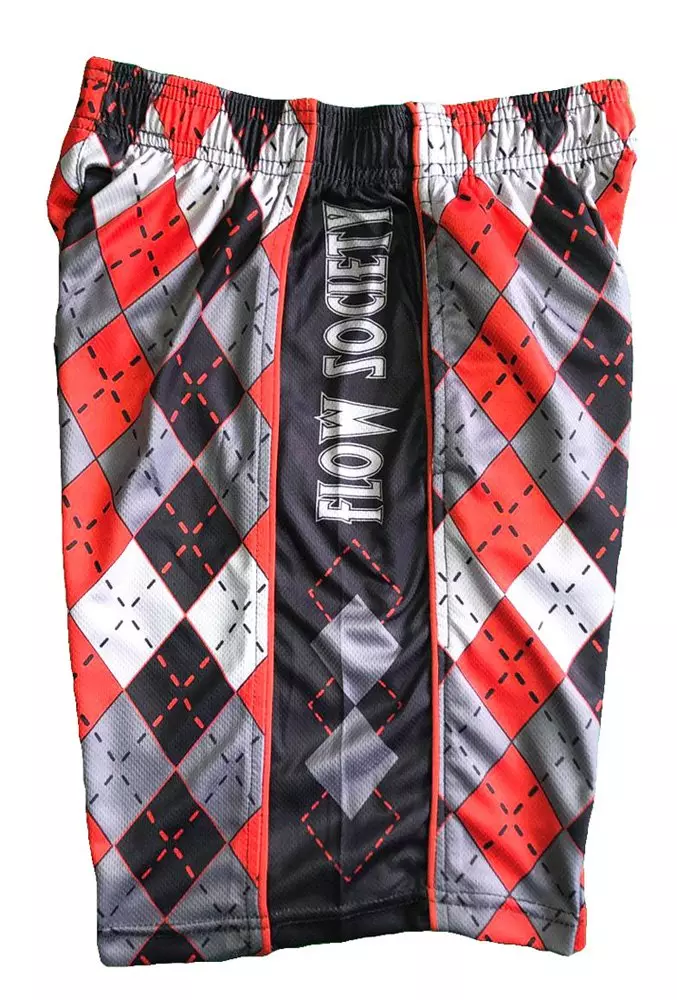Flow Society Big Boys' Red/Grey Argyle Shorts - RED/GREY