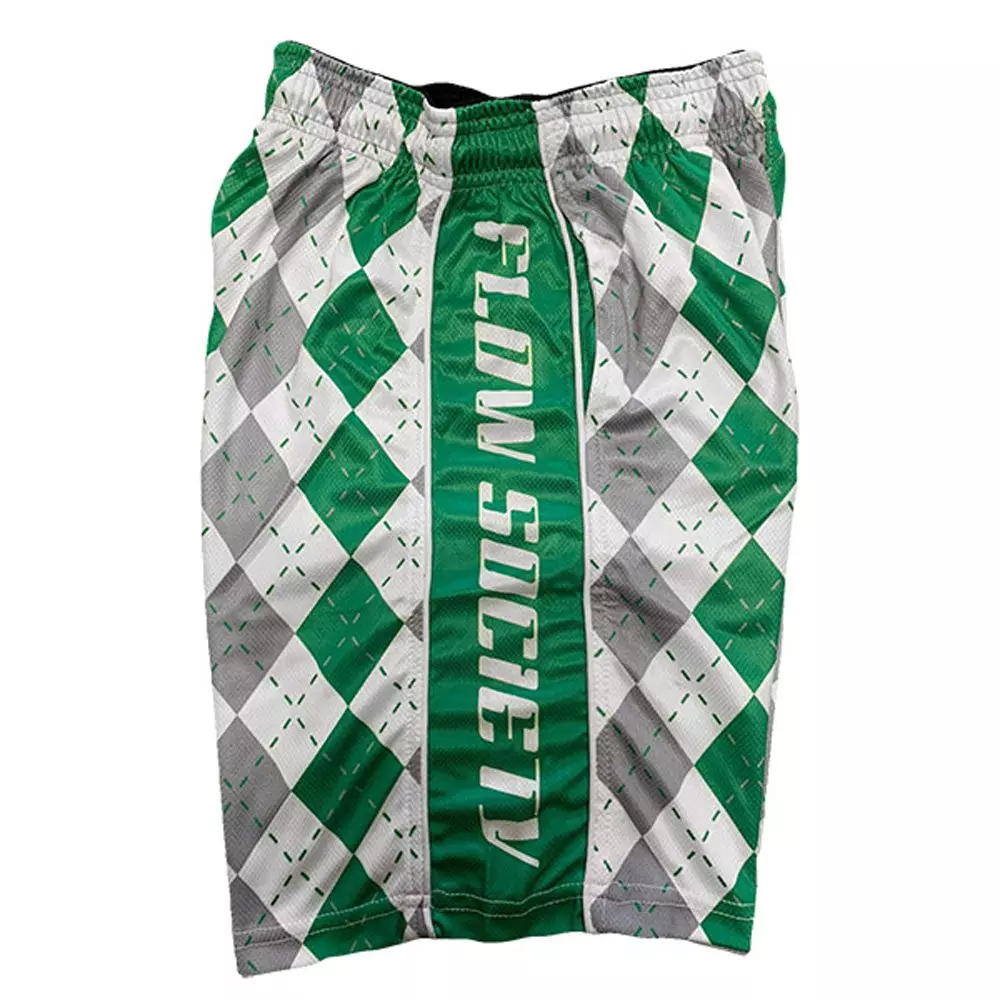 Flow Society Big Boys' Grey/Green Argyle Attack Shorts - GREY/GREEN