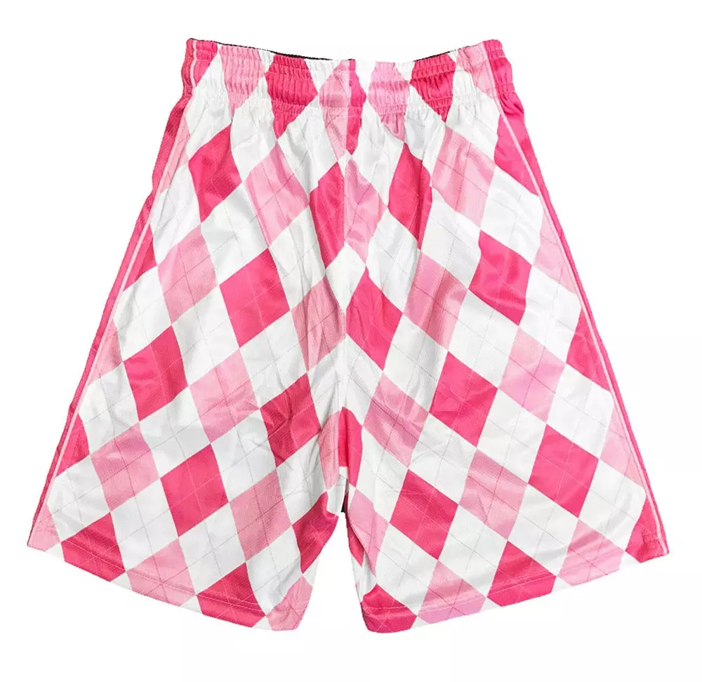 Flow Society Big Boys' New Argyle Pink Attack Shorts - PINK/WHITE