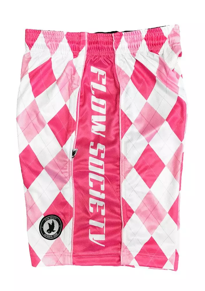 Flow Society Big Boys' New Argyle Pink Attack Shorts - PINK/WHITE