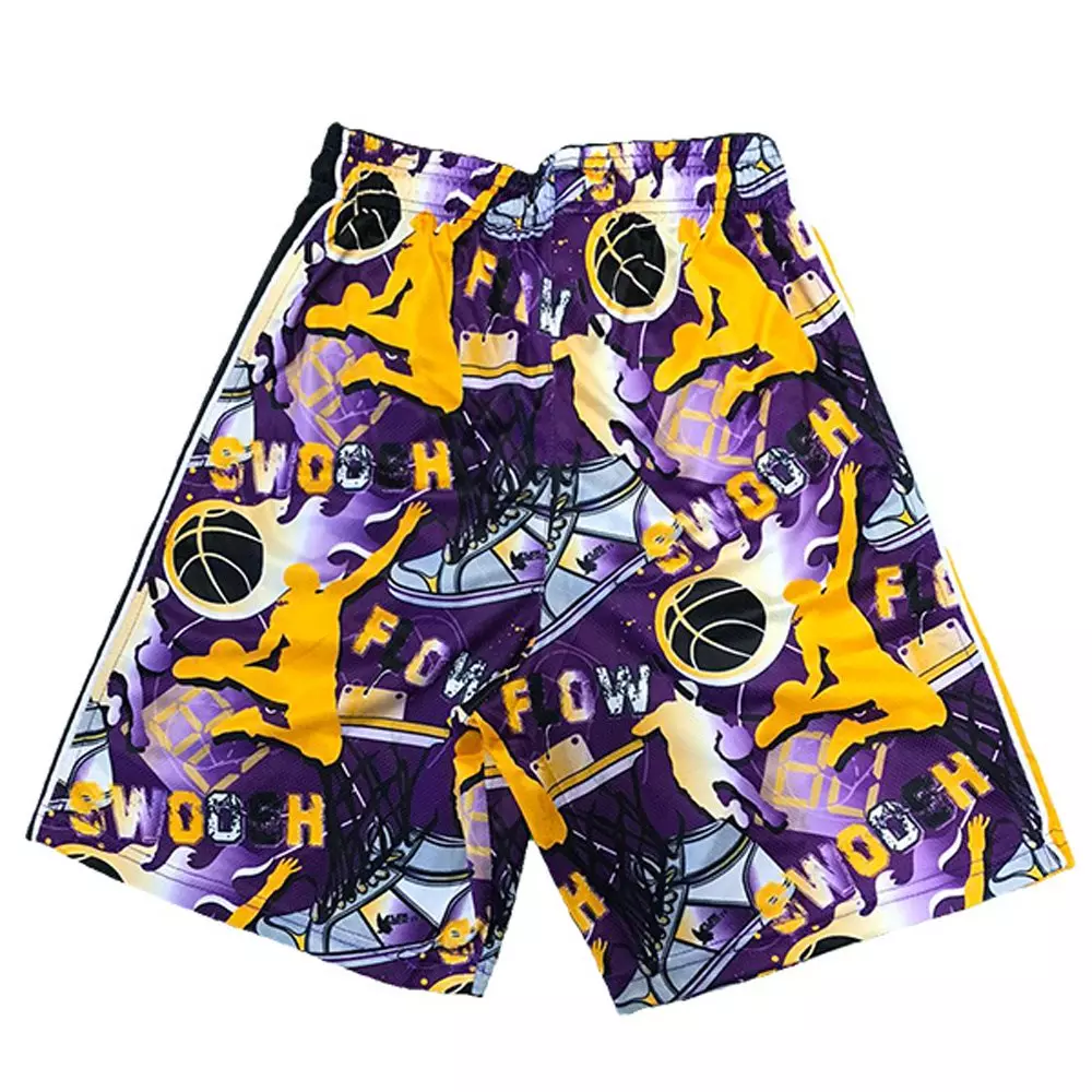 Flow Society Big Boys' Swoosh Purple/Gold Attack Shorts - PURPLE/YELLOW