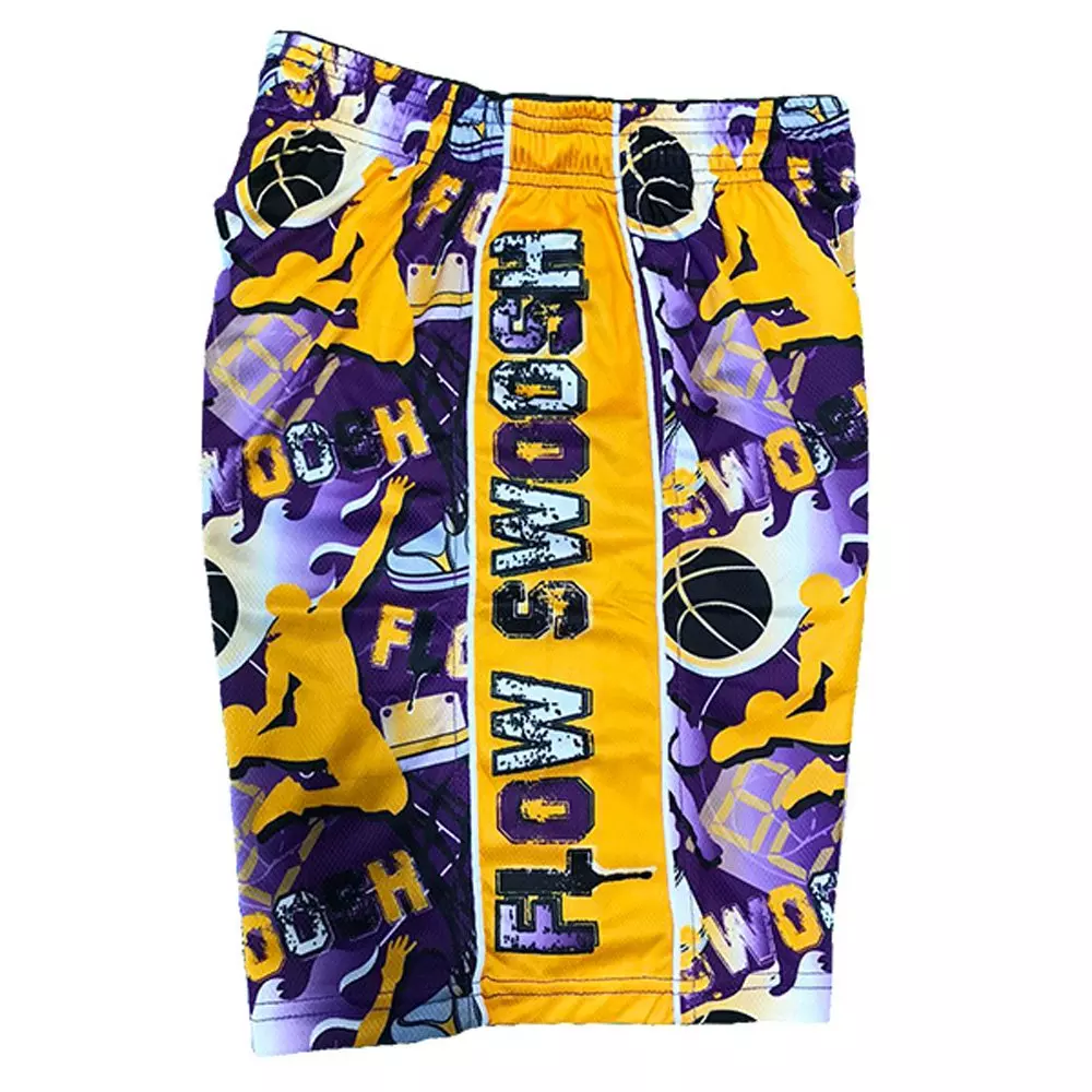 Flow Society Big Boys' Swoosh Purple/Gold Attack Shorts - PURPLE/YELLOW