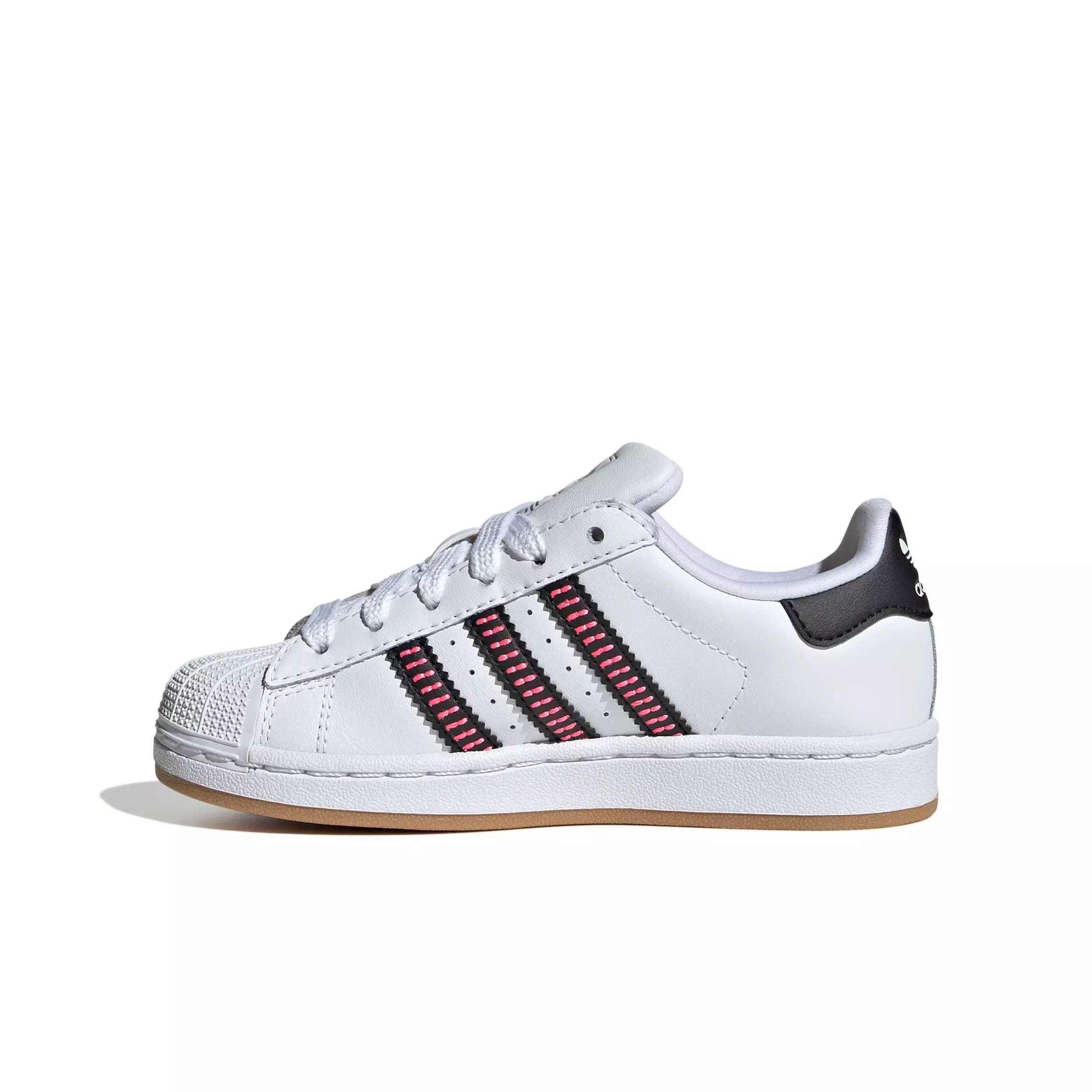 adidas Originals Superstar II "Ftwr White/Core Black/Lucid Pink" Preschool Boys' Shoe - WHITE/BLACK/PINK