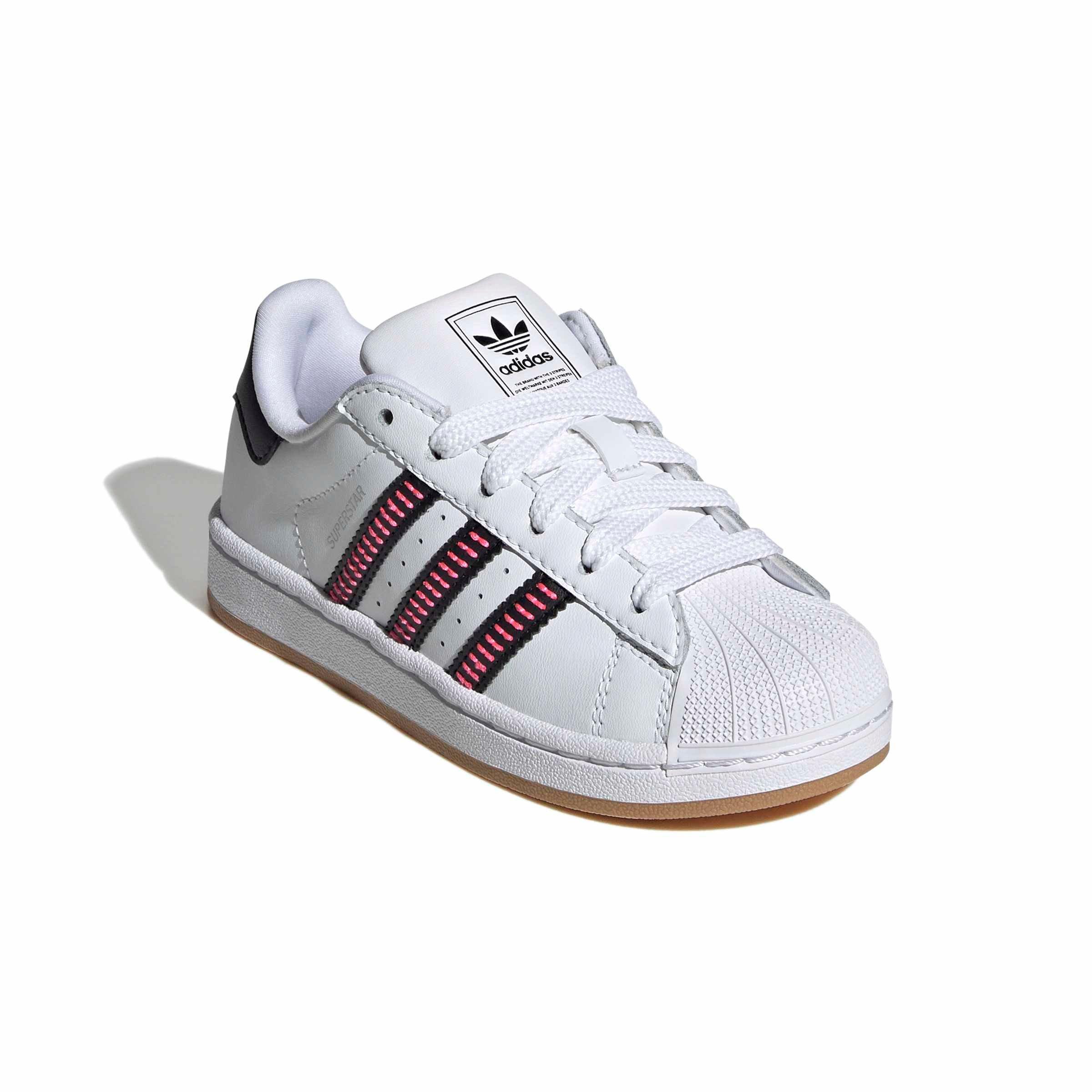 adidas Originals Superstar II "Ftwr White/Core Black/Lucid Pink" Preschool Boys' Shoe - WHITE/BLACK/PINK Thumbnail View 3