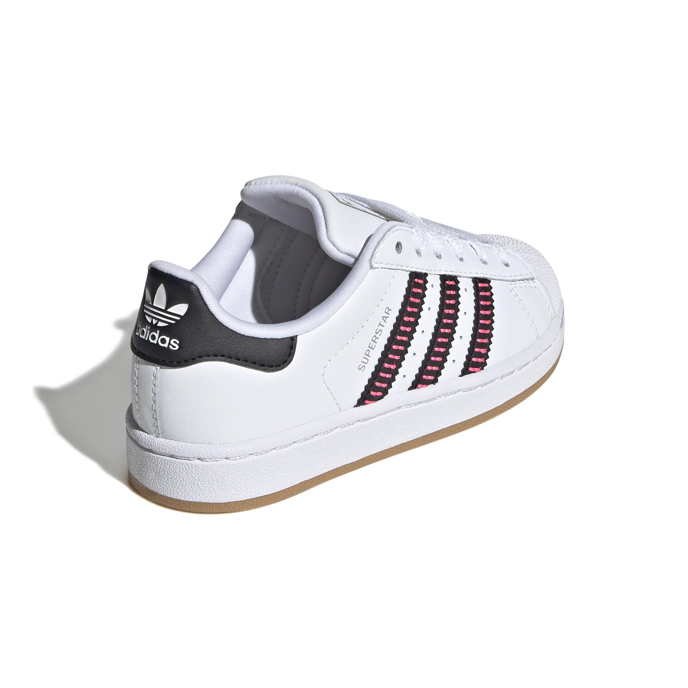 adidas Originals Superstar II "Ftwr White/Core Black/Lucid Pink" Preschool Boys' Shoe - WHITE/BLACK/PINK Thumbnail View 4