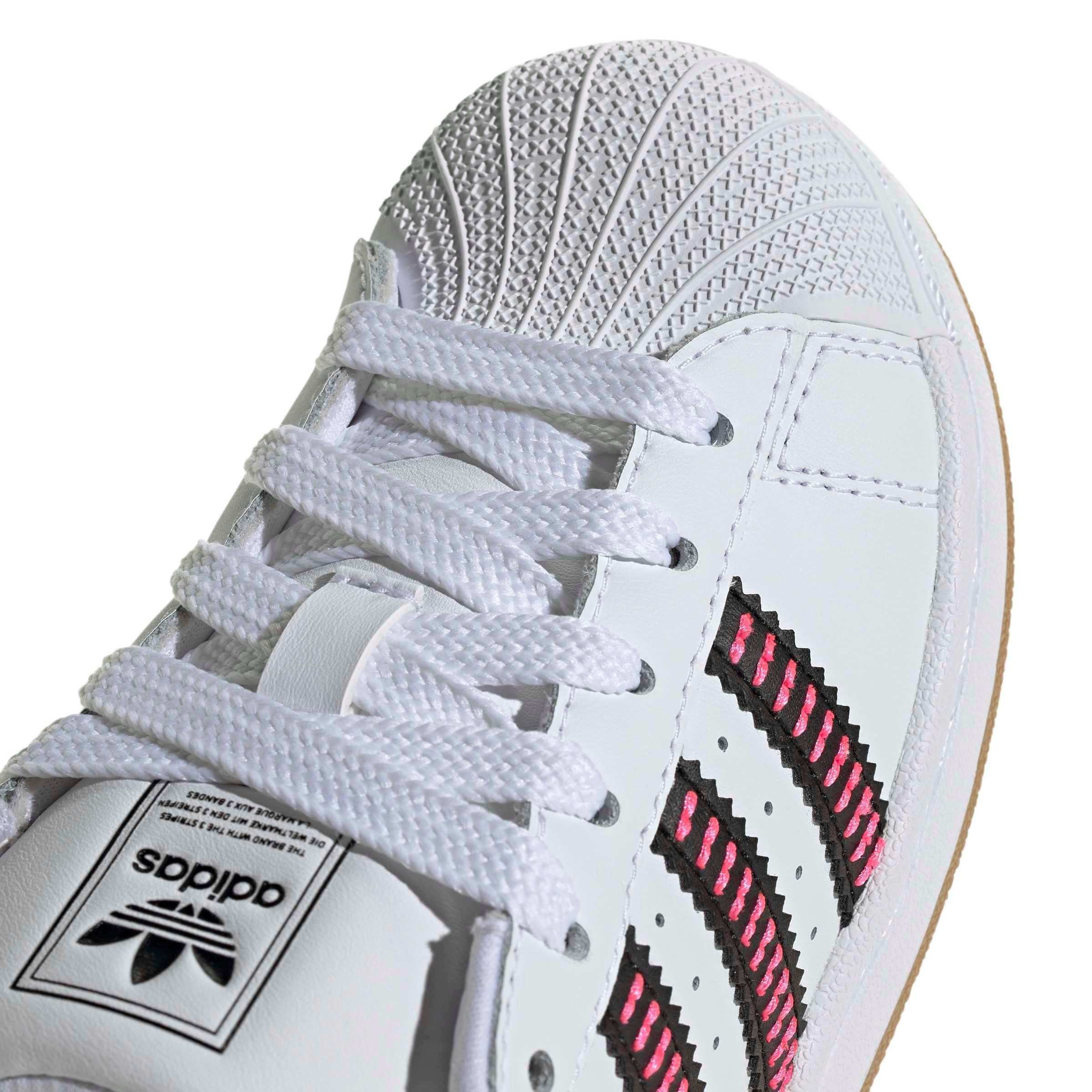 adidas Originals Superstar II "Ftwr White/Core Black/Lucid Pink" Preschool Boys' Shoe - WHITE/BLACK/PINK Thumbnail View 7