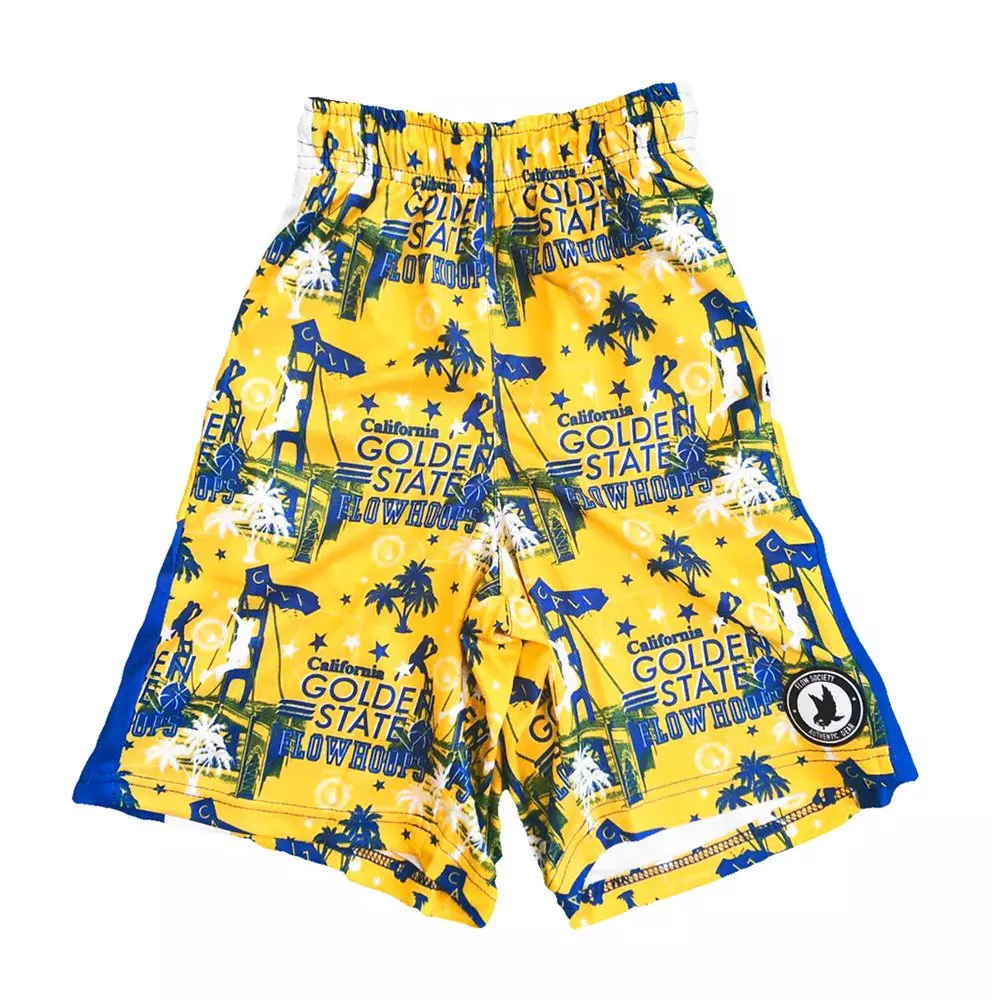 Flow Society Big Boys' Golden State Hoops Attack Shorts - Yellow - YELLOW