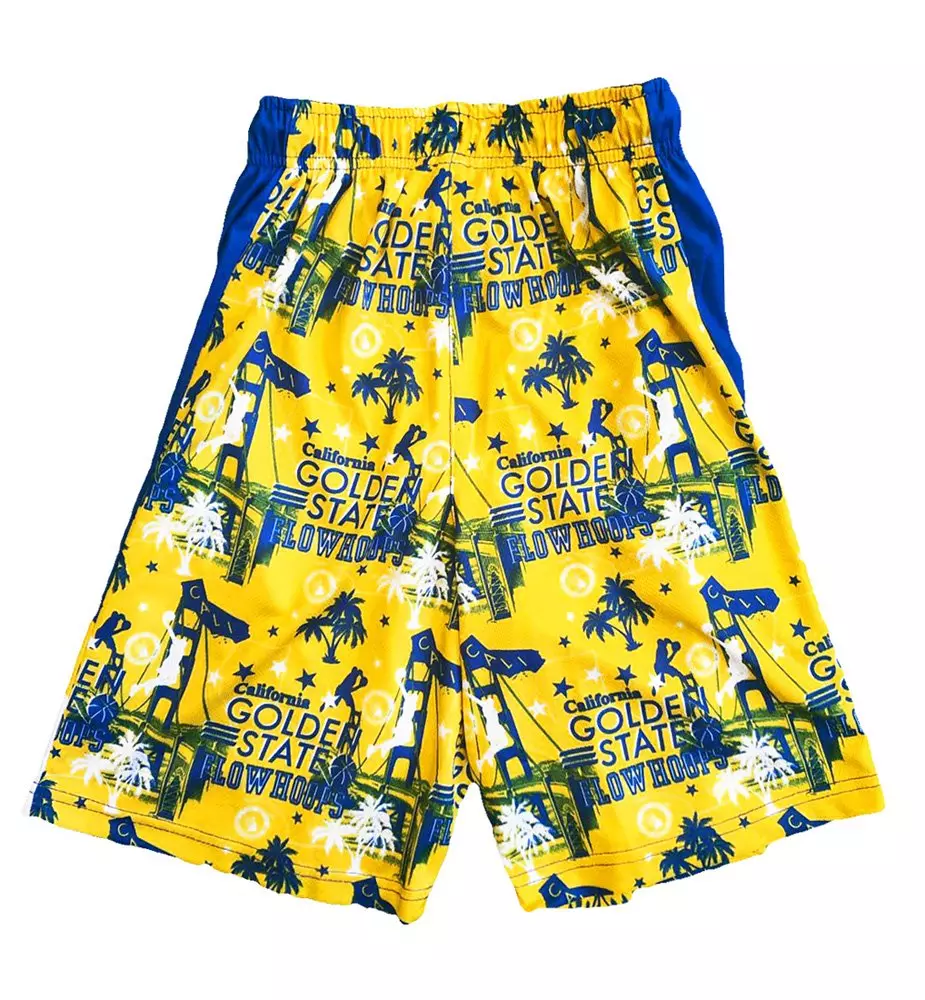 Flow Society Big Boys' Golden State Hoops Attack Shorts -Yellow - YELLOW
