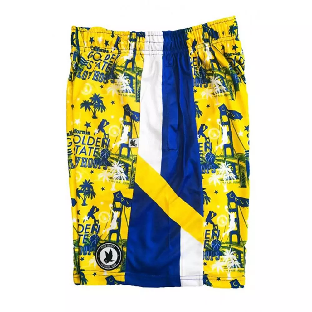 Flow Society Big Boys' Golden State Hoops Attack Shorts -Yellow - YELLOW