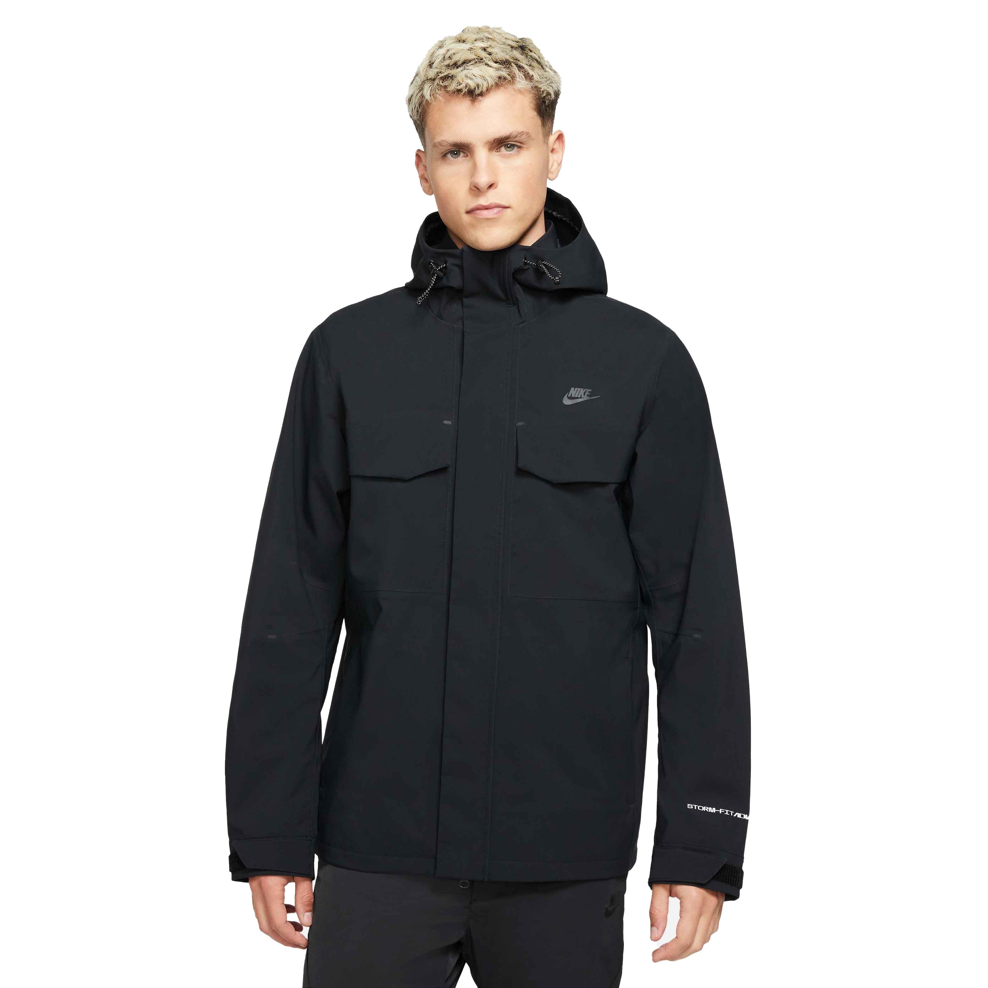Nike Men's Sportswear Storm-FIT ADV M65 Shell Hooded Black Jacket - BLACK Thumbnail View 1