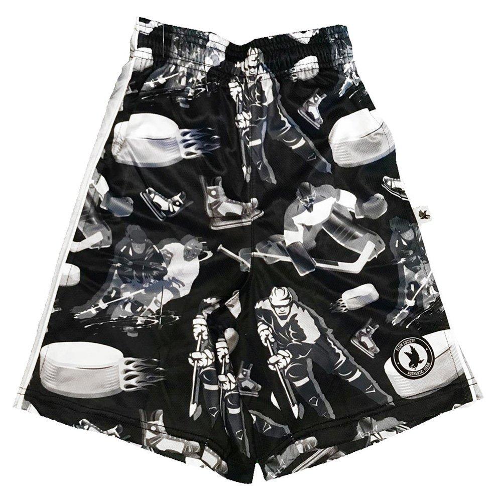 Flow Society Slap Shot Big Boys' Silver/Black Attack Shorts