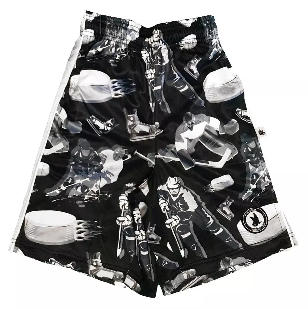 Flow Society Big Boys' Slap Shot Attack Shorts - Silver/Black - SILVER/BLACK