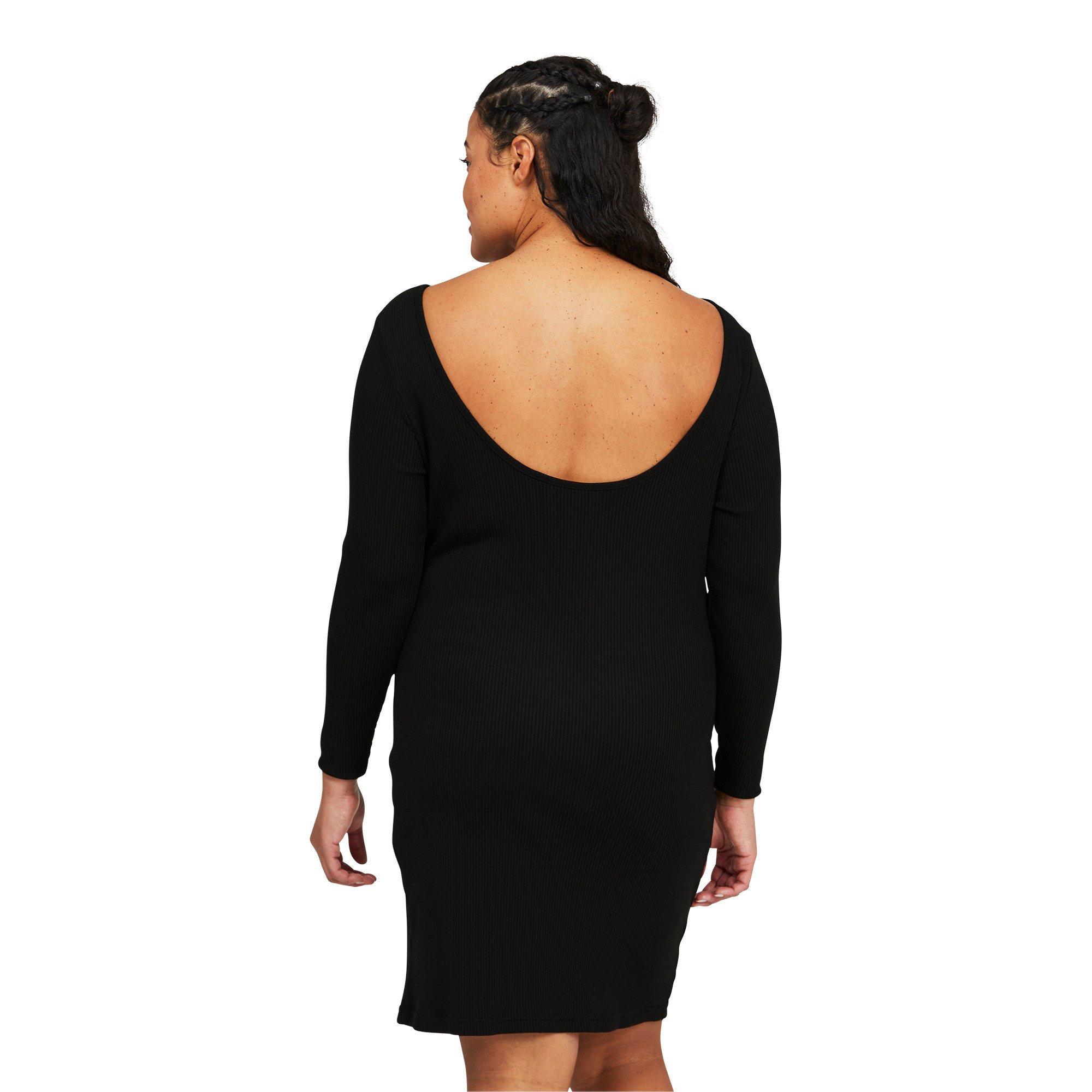 PUMA Women's Classics Ribbed Long Sleeve Dress-Black - BLACK Thumbnail View 2