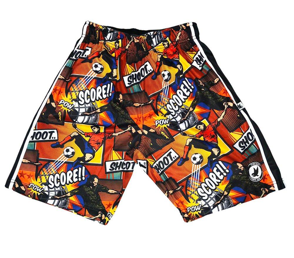 Flow Society Soccer Comic Big Boys' Orange/Multi Attack Shorts