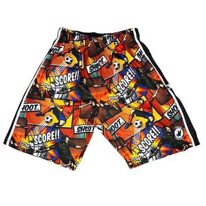 Flow Society Big Boys' Soccer Comic Attack Shorts -Orange/Multi