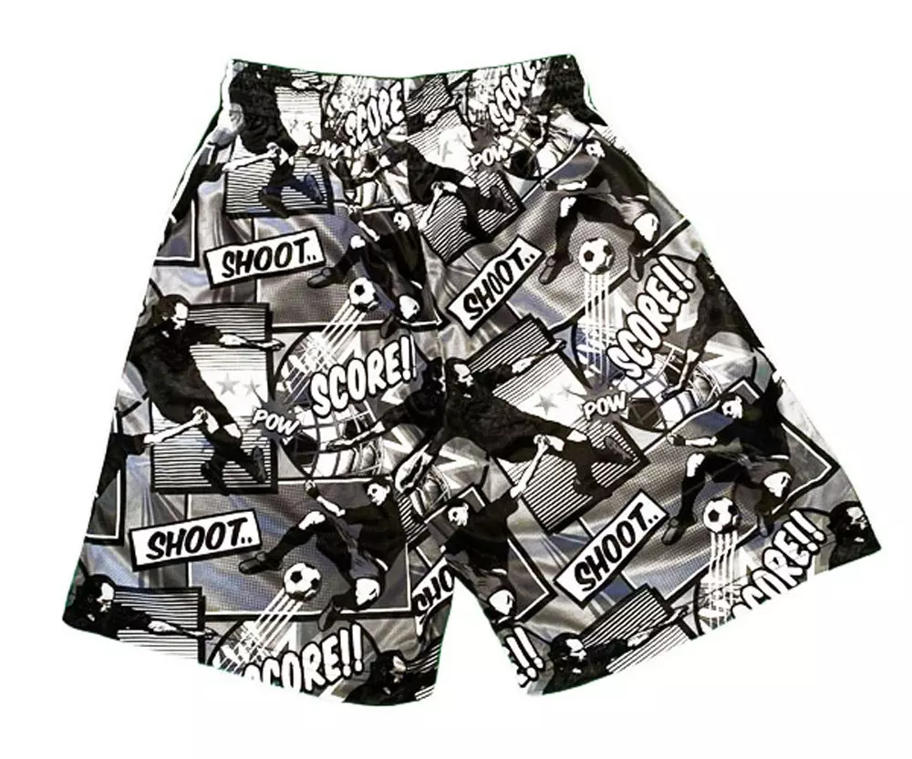 Flow Society Big Boys' Black and Silver Comic Soccer Attack Shorts - BLACK/SILVER