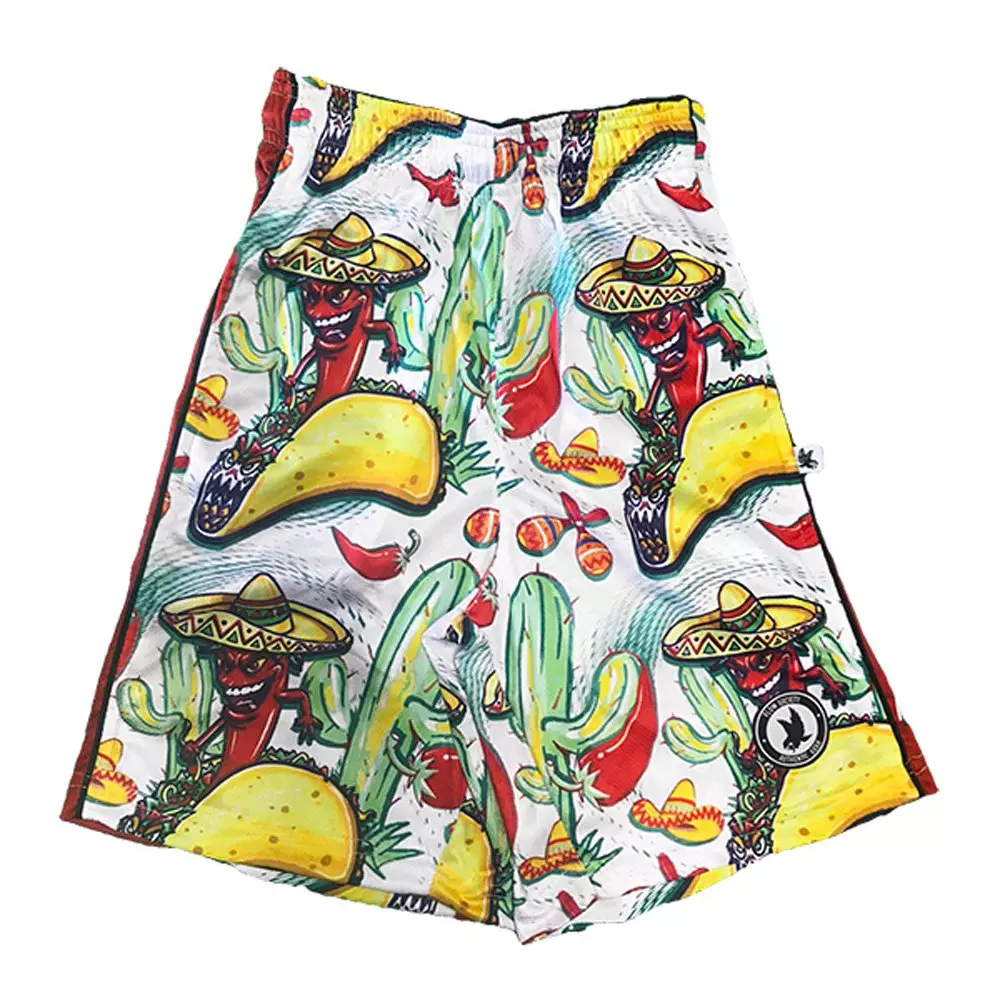 Flow Society Big Boys' Taco Loco Flow Shorts - White - WHITE