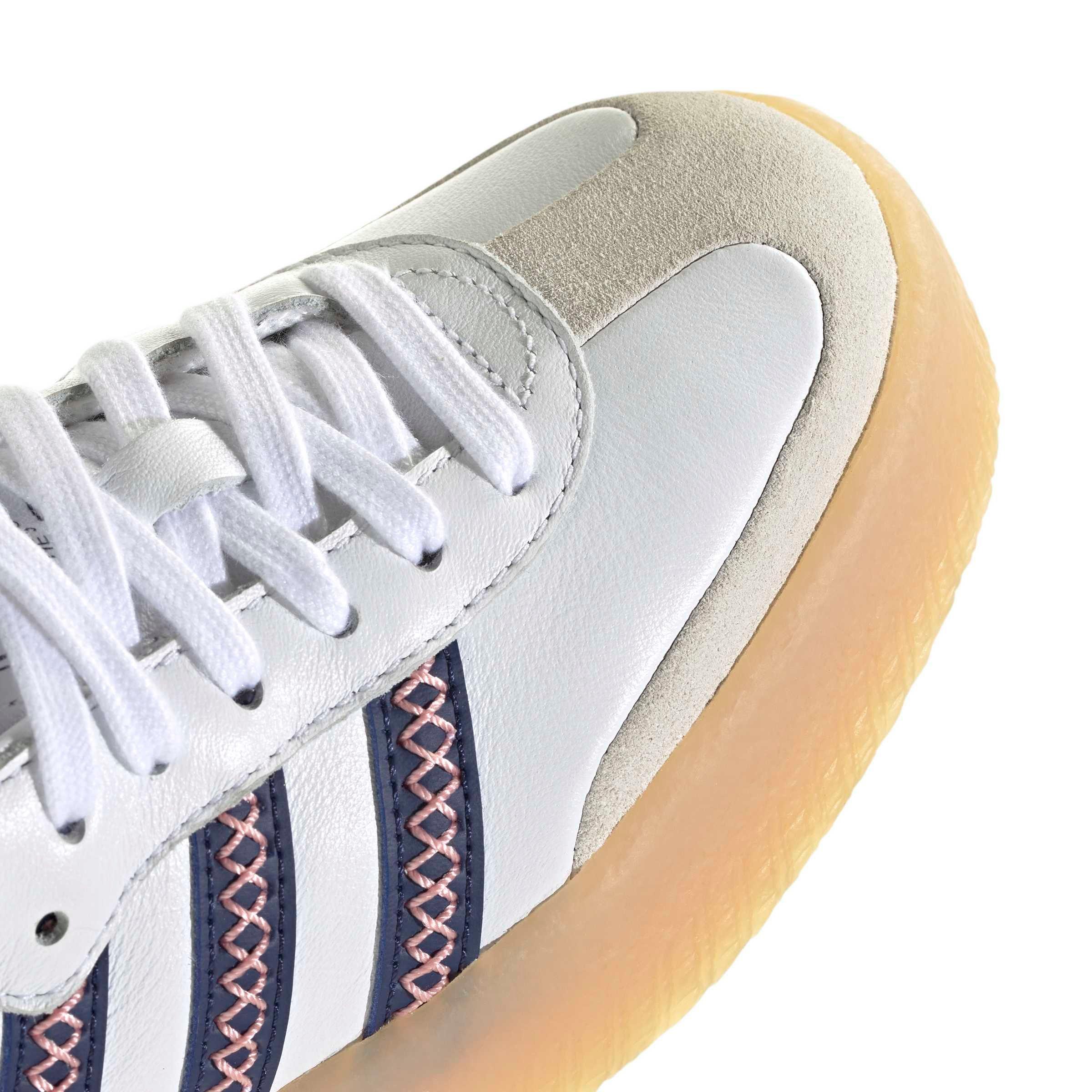 adidas Originals Sambae "Ftwr White/Dark Blue/Glory Pink" Grade School Girls' Shoe - WHITE/DK BLUE/PINK Thumbnail View 8
