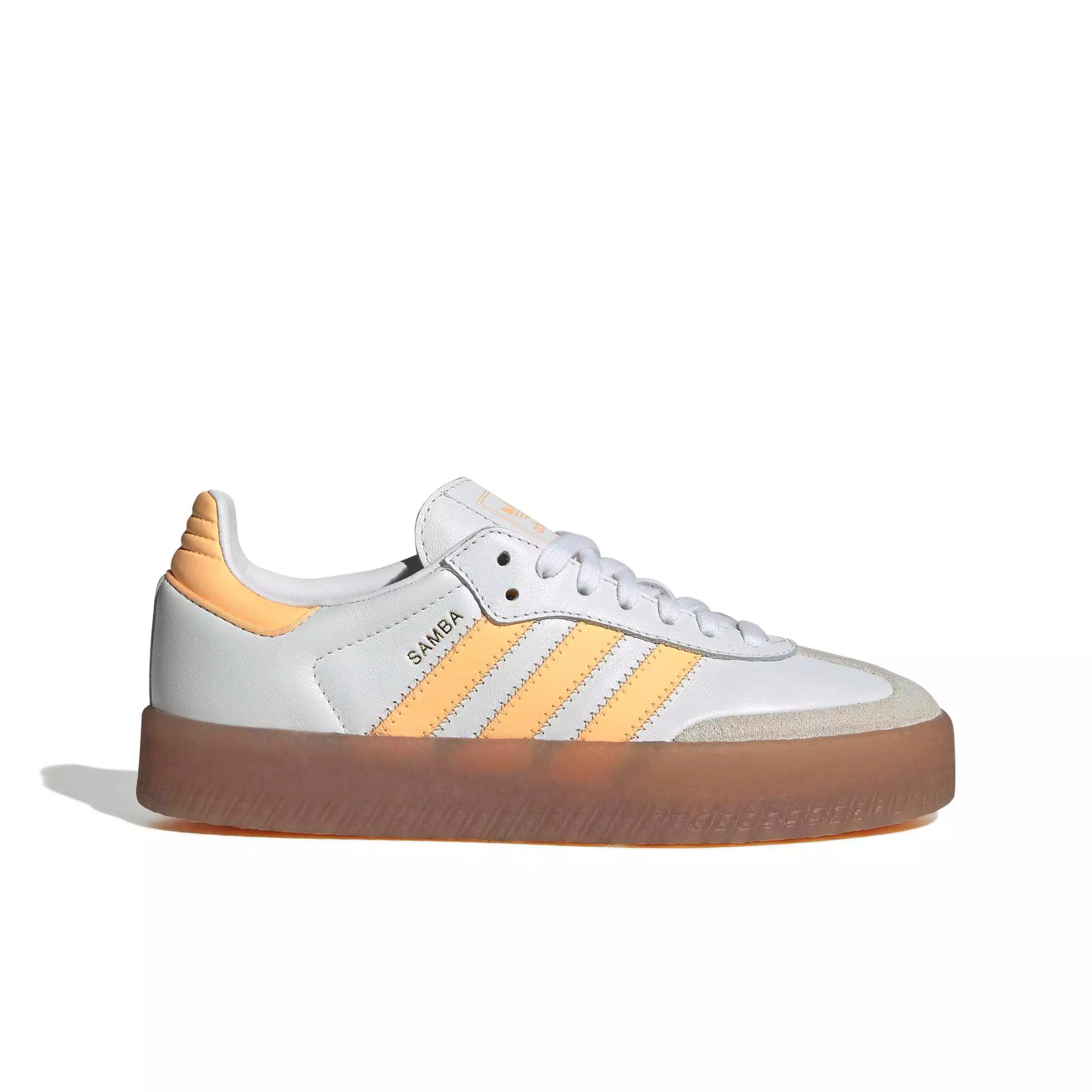 adidas Originals Sambae "Ftwr White/Acid Orange/Gold Metallic" Grade School Girls' Shoe - WHITE/ORANGE/GOLD