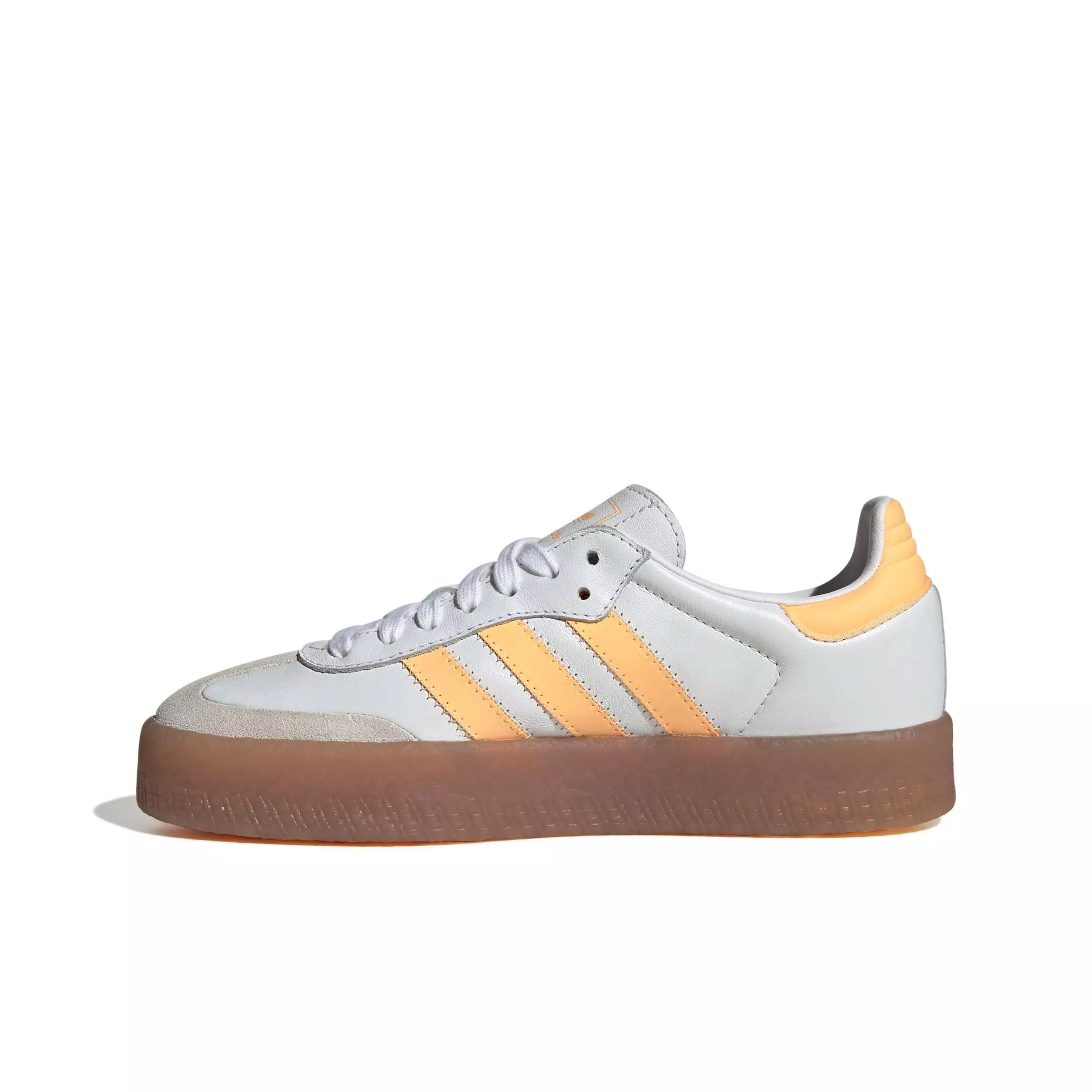 adidas Originals Sambae "Ftwr White/Acid Orange/Gold Metallic" Grade School Girls' Shoe - WHITE/ORANGE/GOLD