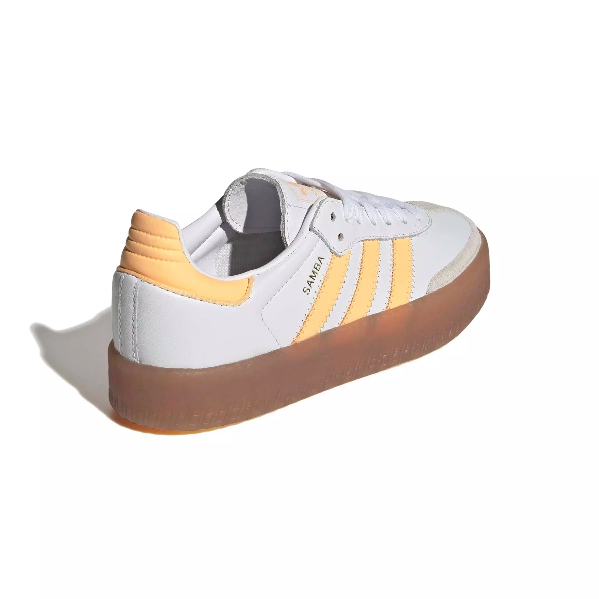 adidas Originals Sambae "Ftwr White/Acid Orange/Gold Metallic" Grade School Girls' Shoe - WHITE/ORANGE/GOLD