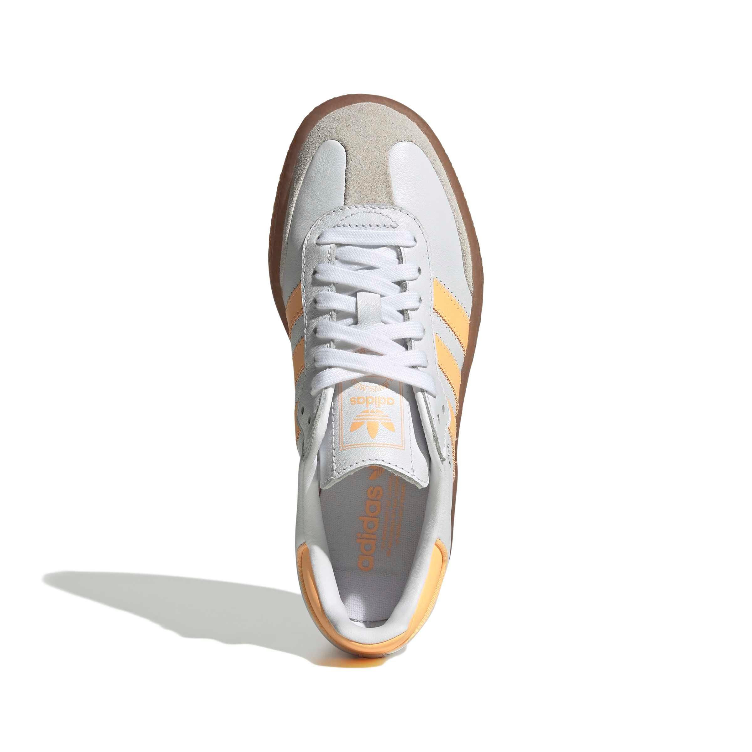 adidas Originals Sambae "Ftwr White/Acid Orange/Gold Metallic" Grade School Girls' Shoe - WHITE/ORANGE/GOLD Thumbnail View 5