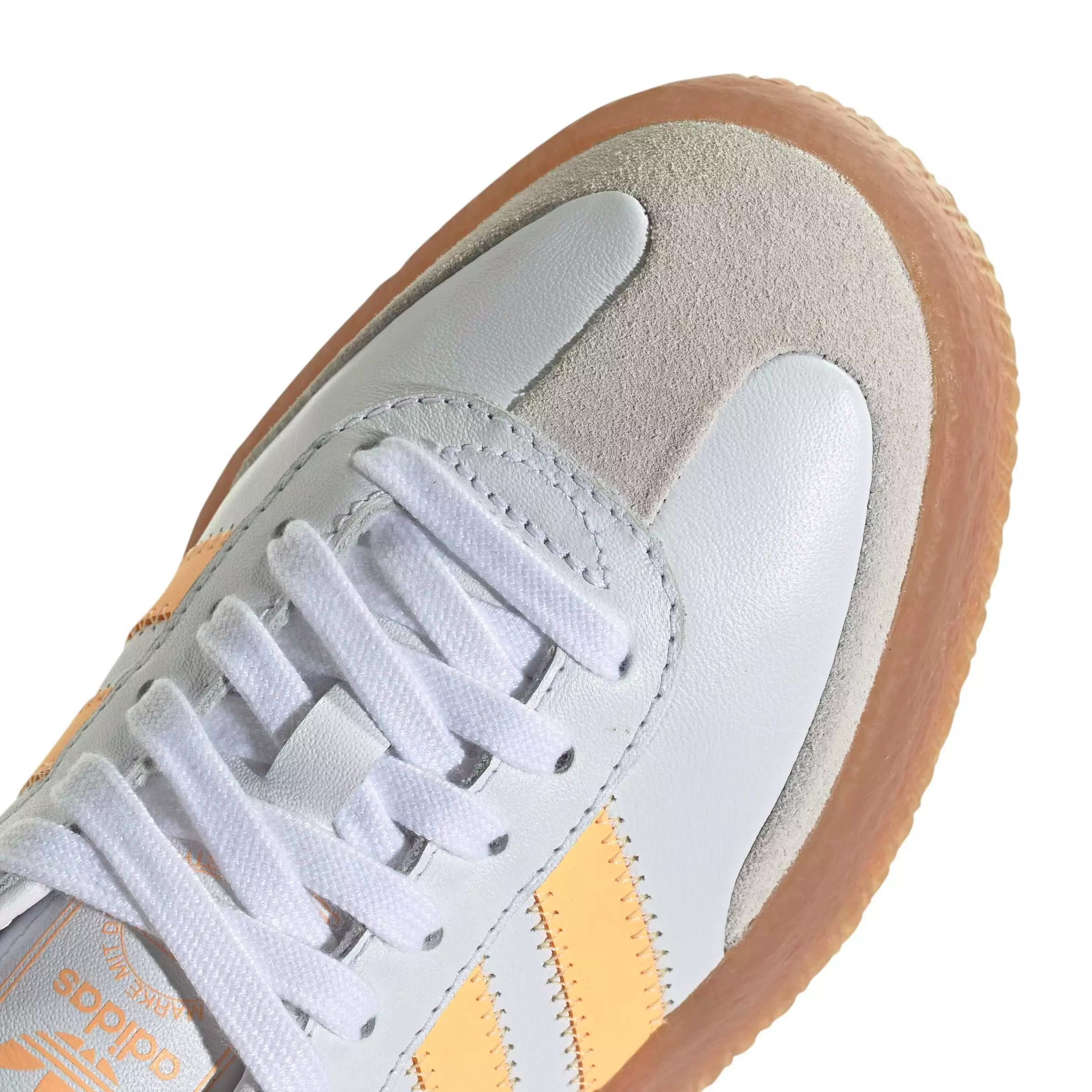 adidas Originals Sambae "Ftwr White/Acid Orange/Gold Metallic" Grade School Girls' Shoe - WHITE/ORANGE/GOLD