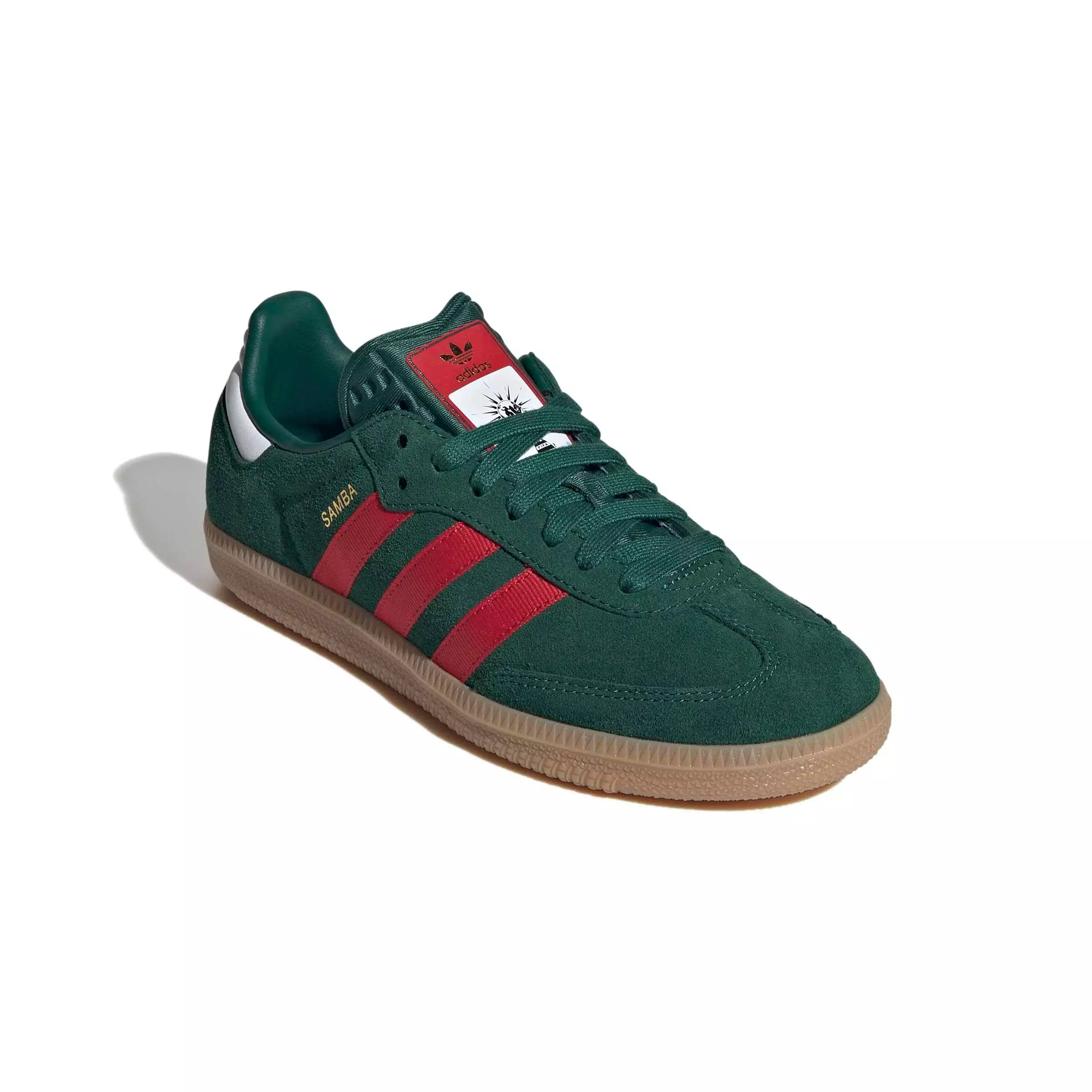 adidas Originals Samba OG "Team Dark Green/Better Scarlet/Gum 4" Grade School Boys' Shoe - DK GREEN/SCARLET/GUM