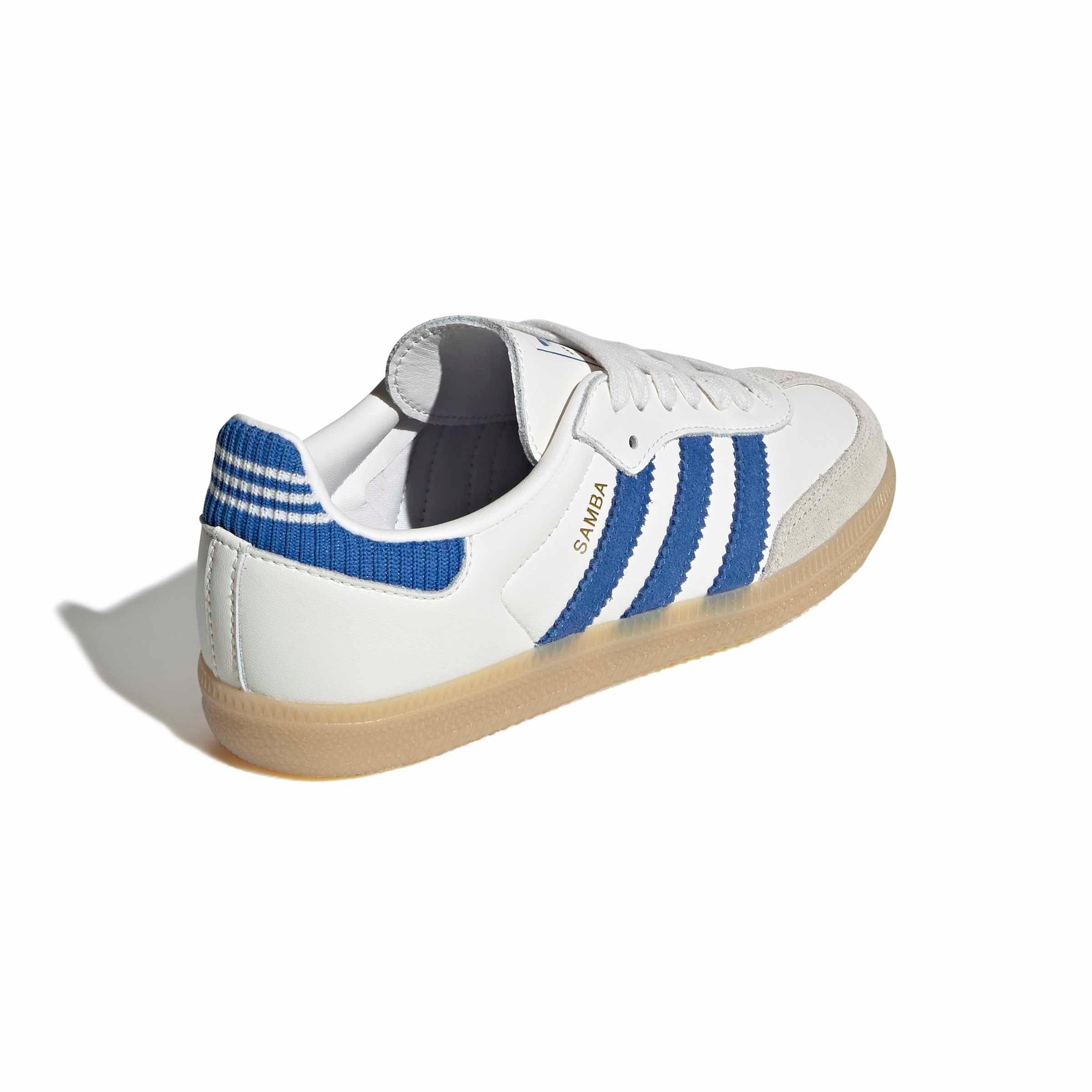 adidas Originals Samba OG "Cloud White/Blue/Gum 3" Grade School Boys' Shoe - WHITE/BLUE/GUM Thumbnail View 4