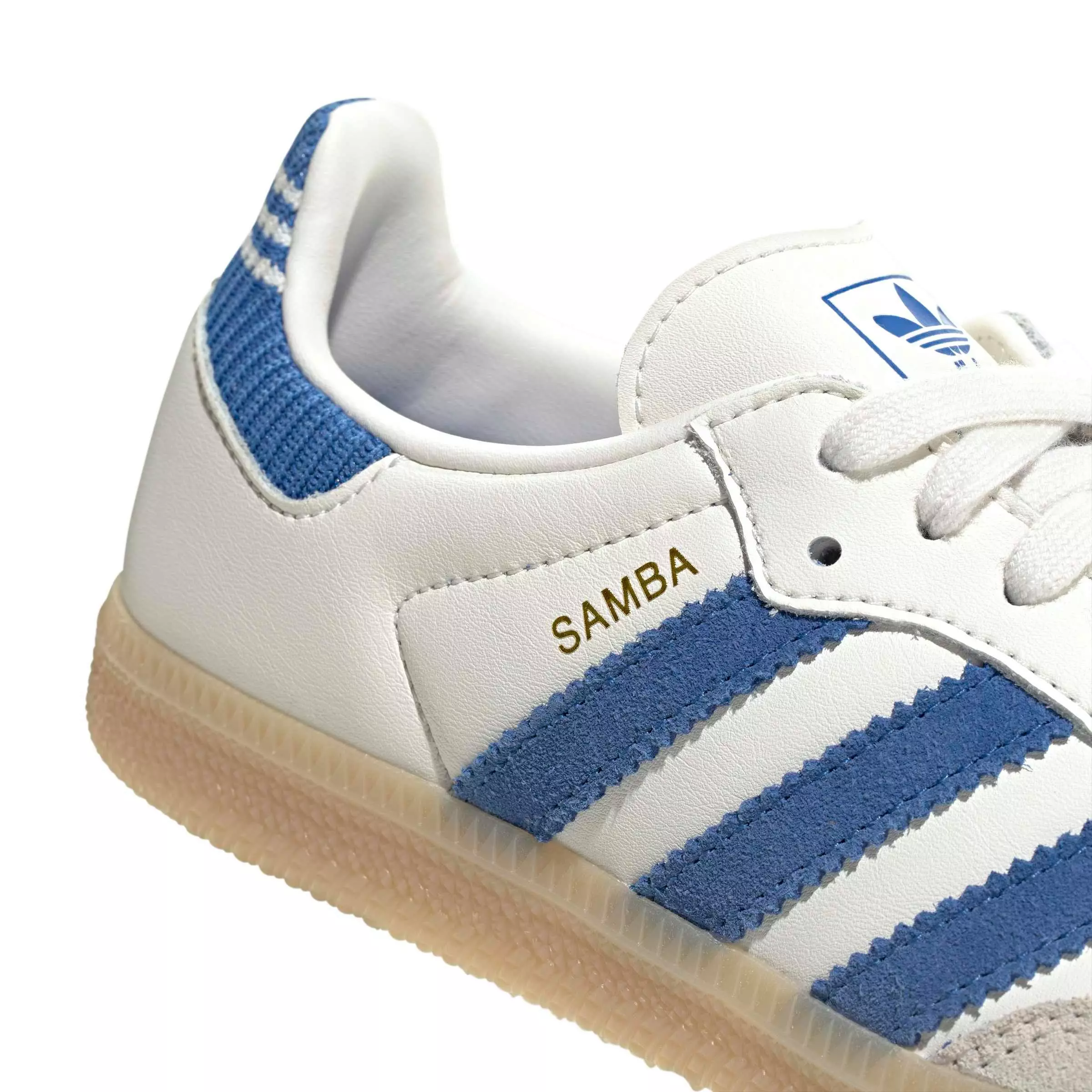 adidas Originals Samba OG "Cloud White/Blue/Gum 3" Grade School Boys' Shoe - WHITE/BLUE/GUM